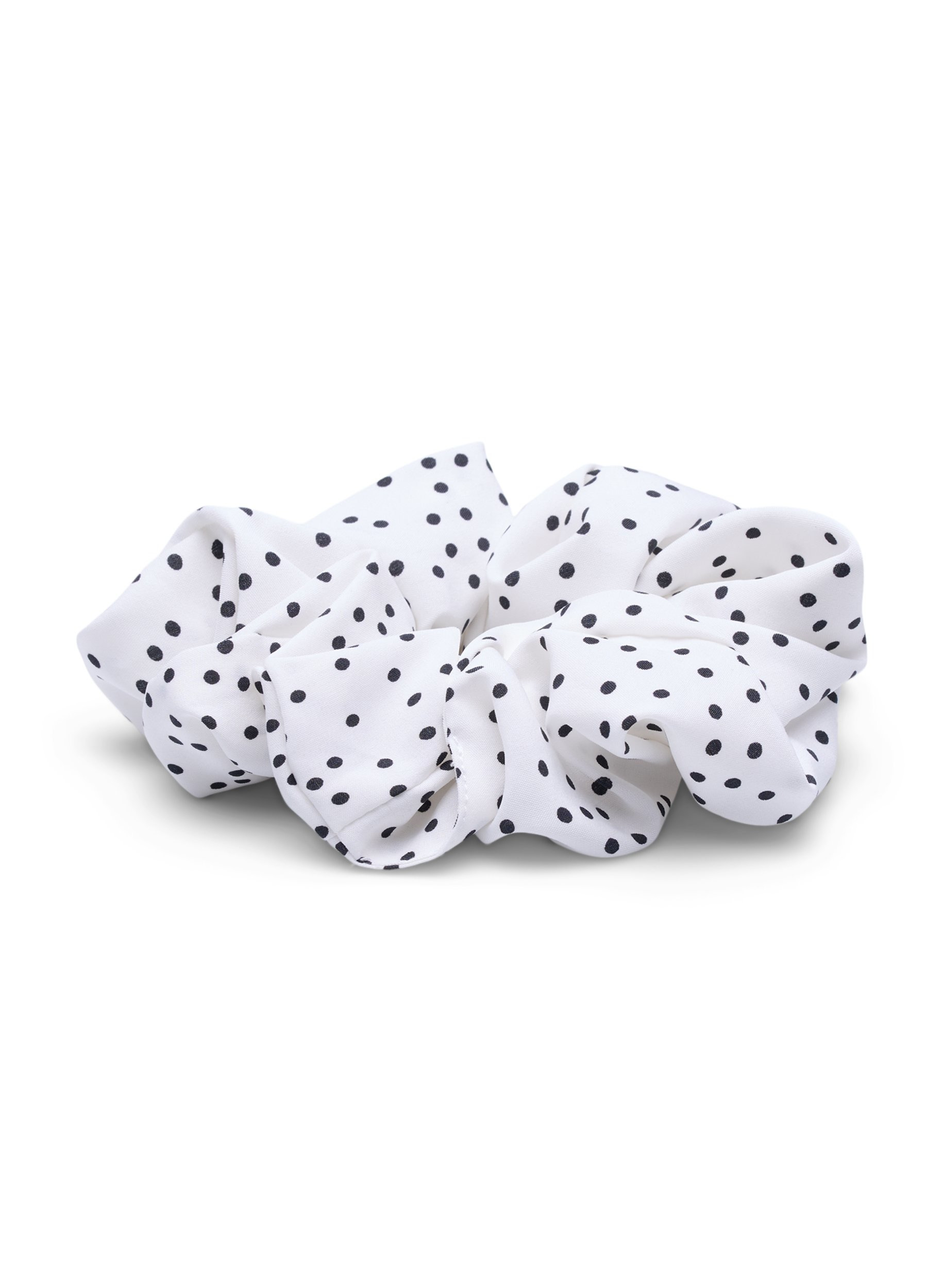 Scrunchie med prikker, White w. Black Dot, Packshot image number 0