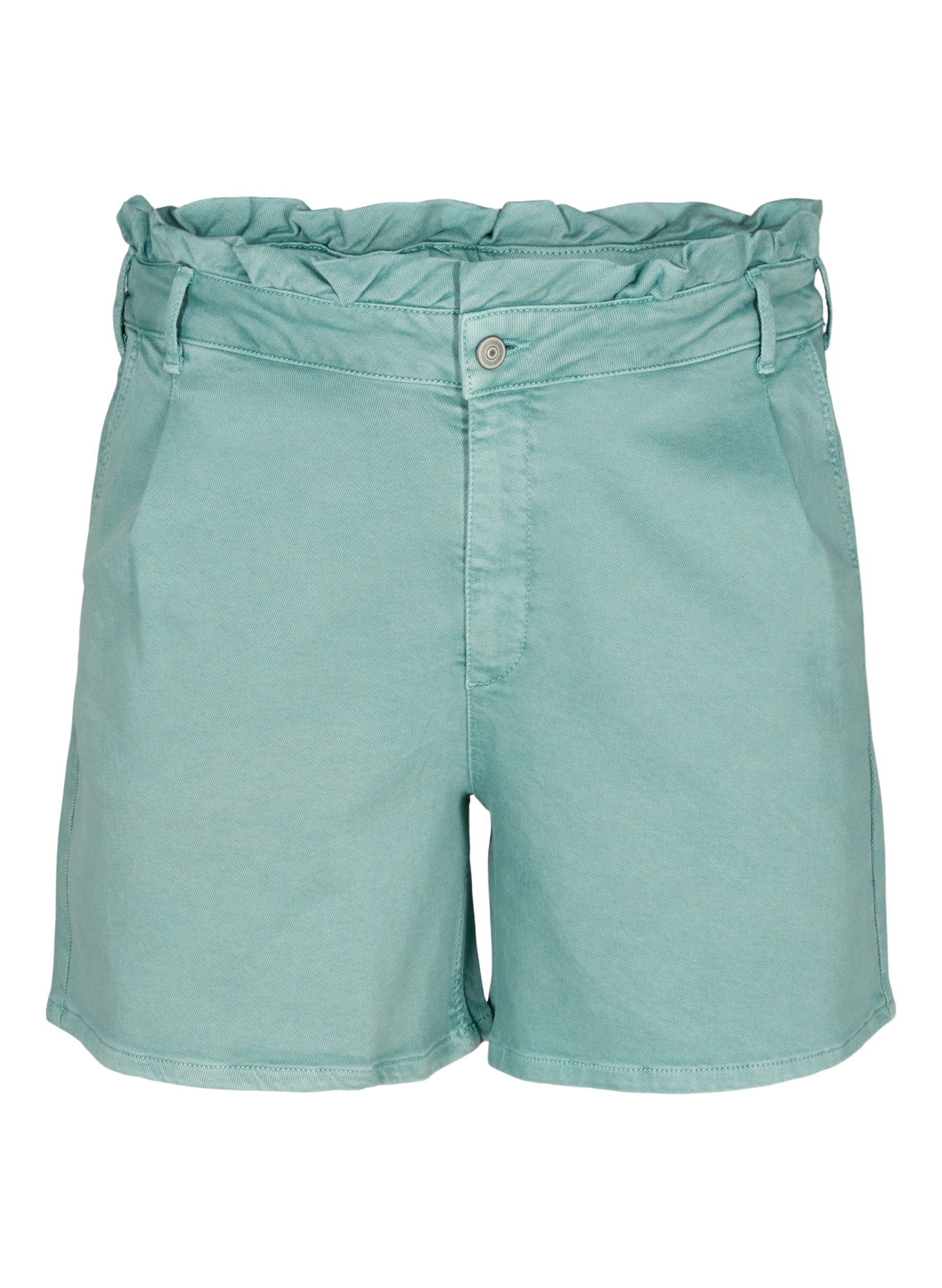 Bomulds shorts med flæsekant, Chinois Green, Packshot image number 0