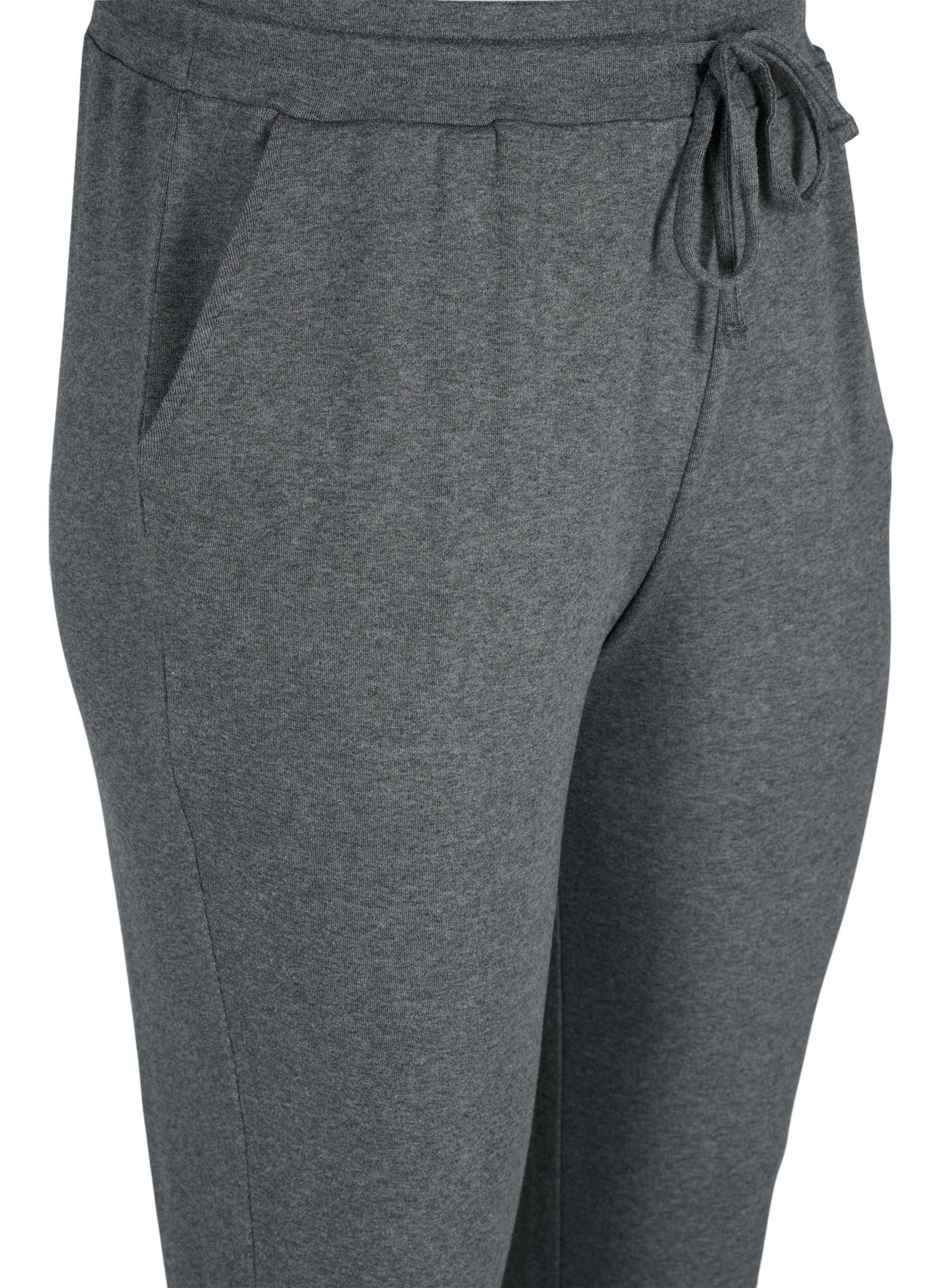 Melerede bukser med snøre og lommer, Black Melange, Packshot image number 2