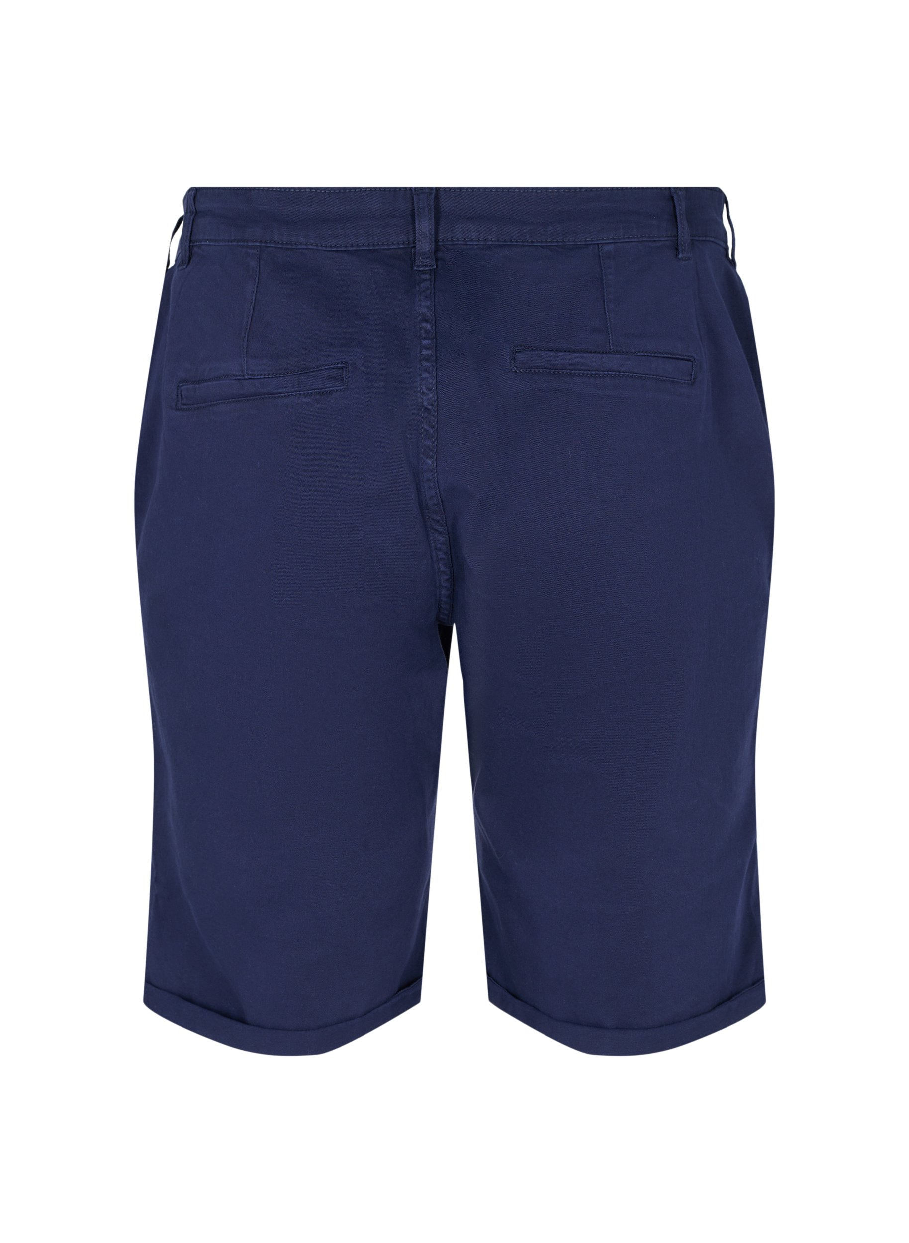 Bomulds shorts med knaplukning, Navy, Packshot image number 1