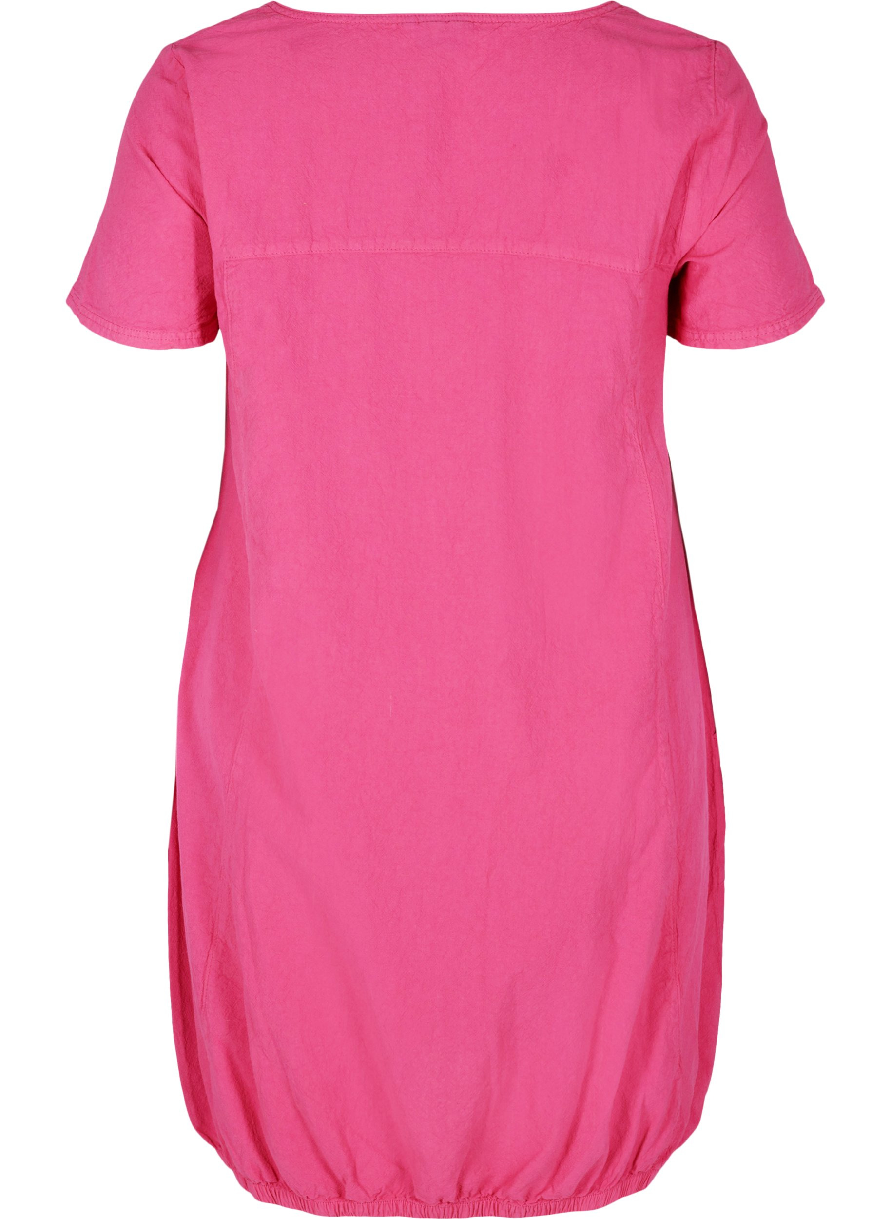 Kortærmet kjole i bomuld, Fuchia Purple, Packshot image number 1