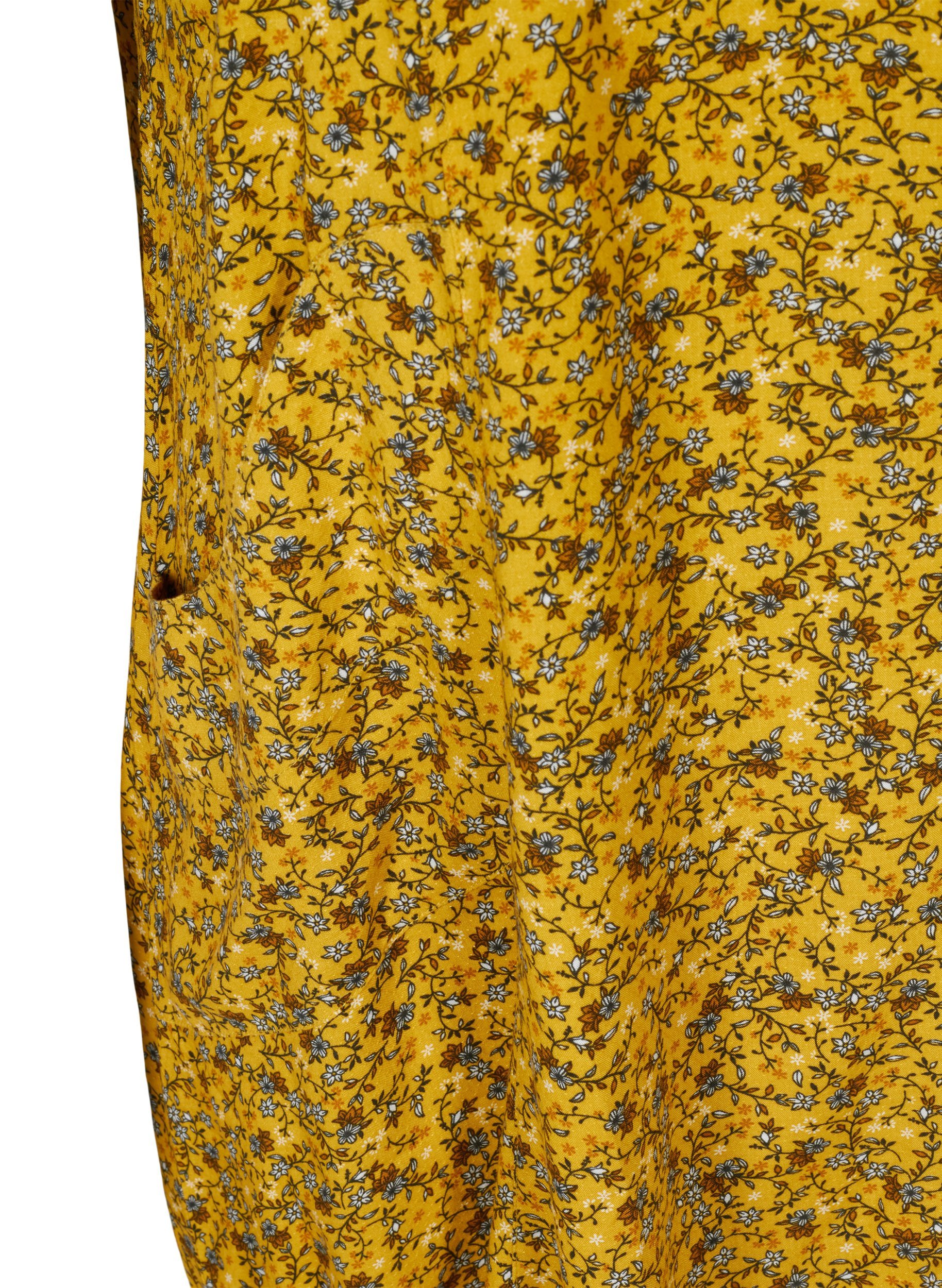 Kortærmet viskose kjole med print, Yellow Ditsy Flower, Packshot image number 3