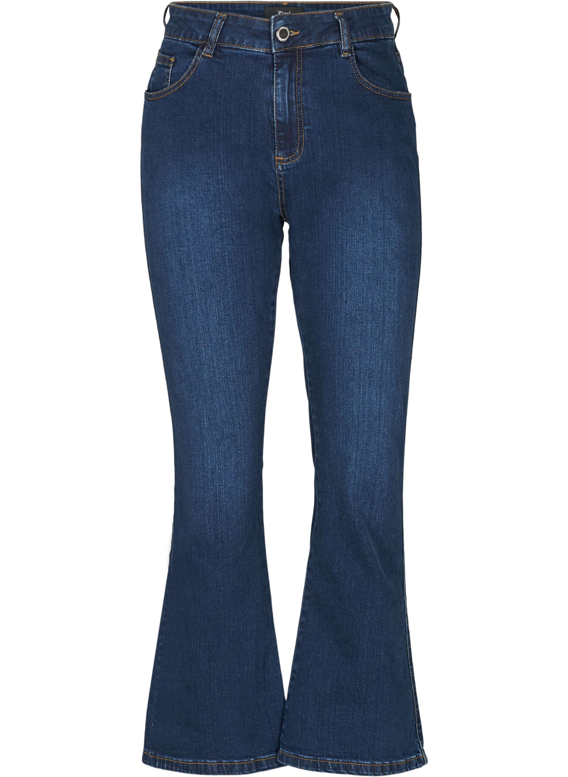 Højtaljet Ellen bootcut jeans, Dark blue denim, Packshot image number 0