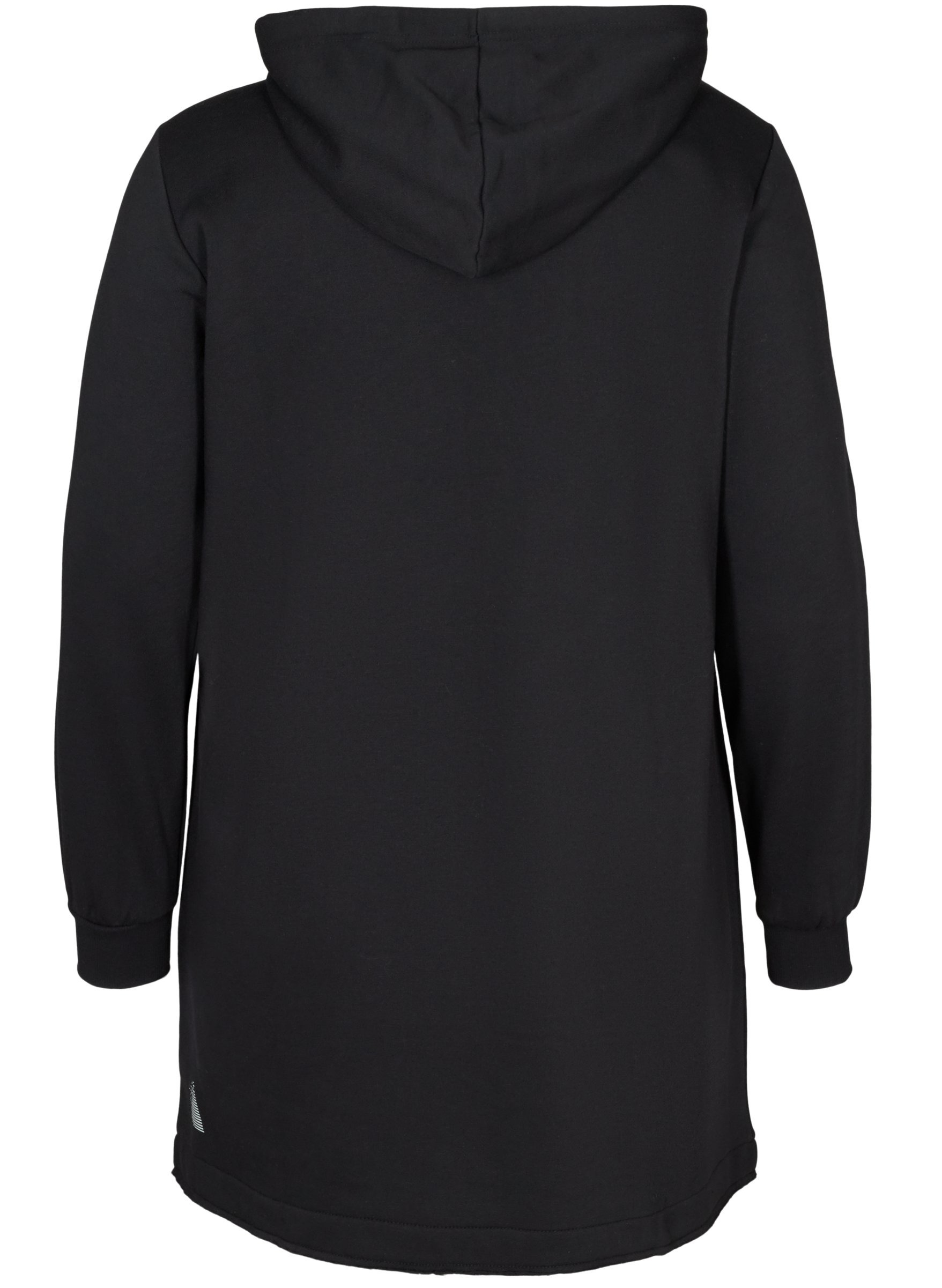 Lang sweatshirt med hætte, Black, Packshot image number 1
