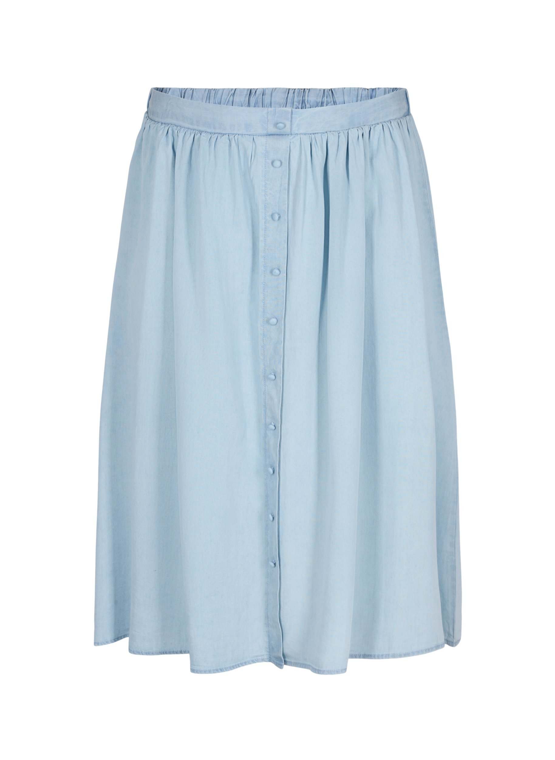 Løs nederdel med knapper, Light blue denim