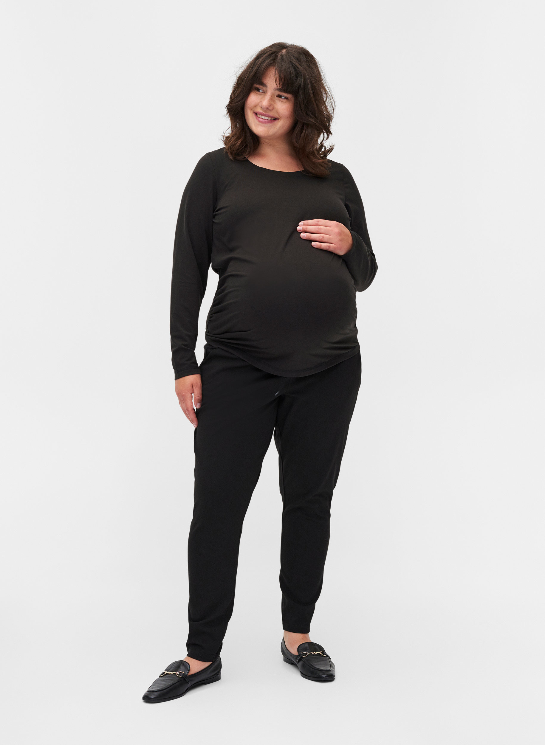 Basis graviditets bluse med lange ærmer, Black, Model image number 2