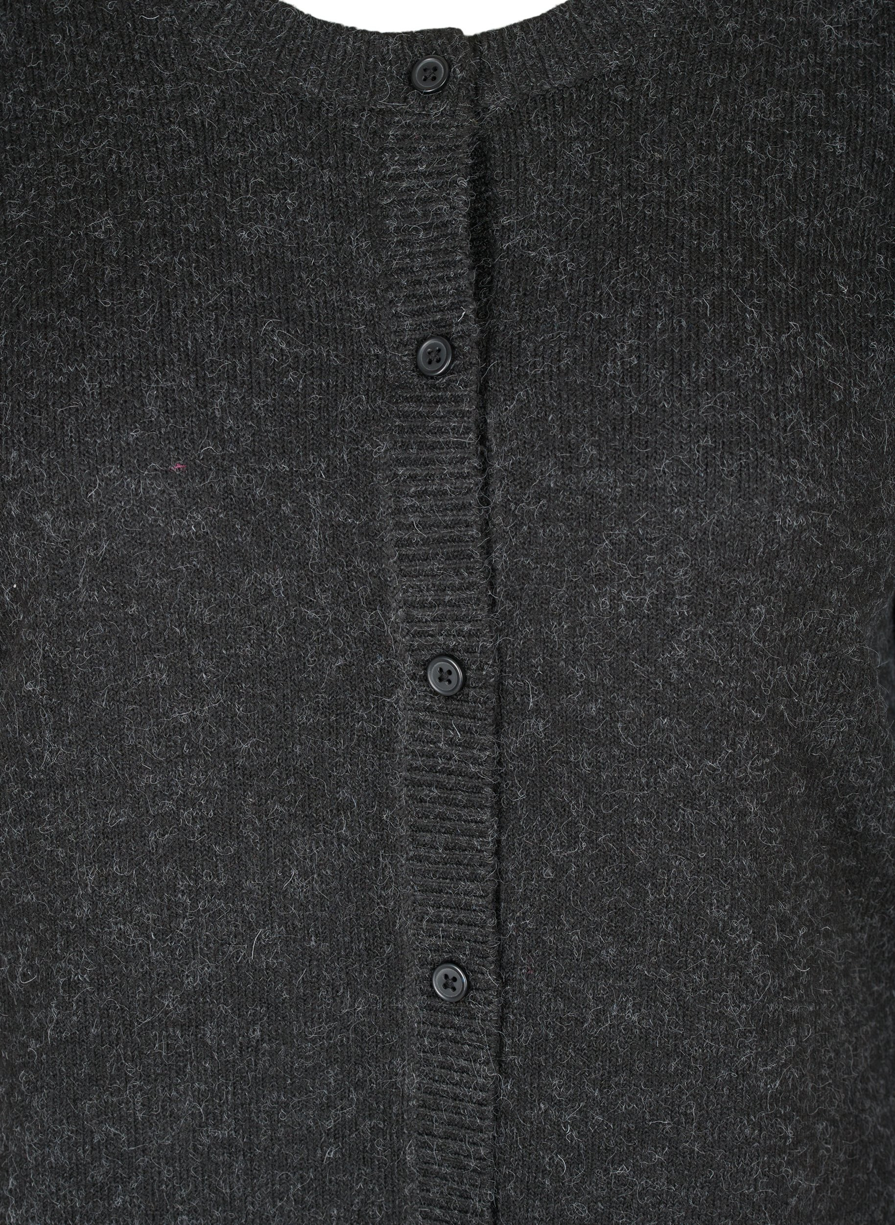 Kort meleret strik cardigan med knaplukning, Black, Packshot image number 2