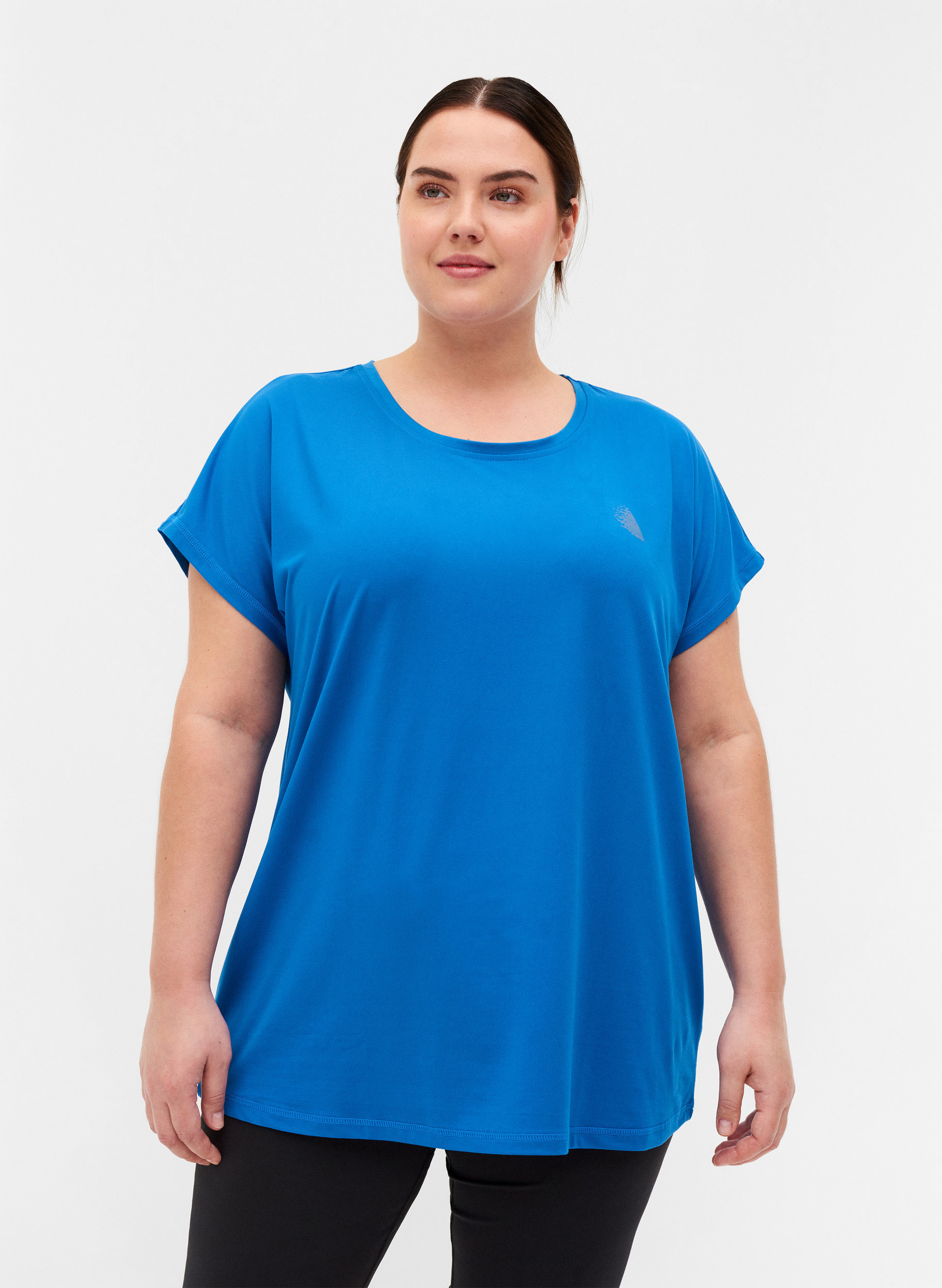 Ensfarvet trænings t-shirt, Daphne Blue, Model image number 0