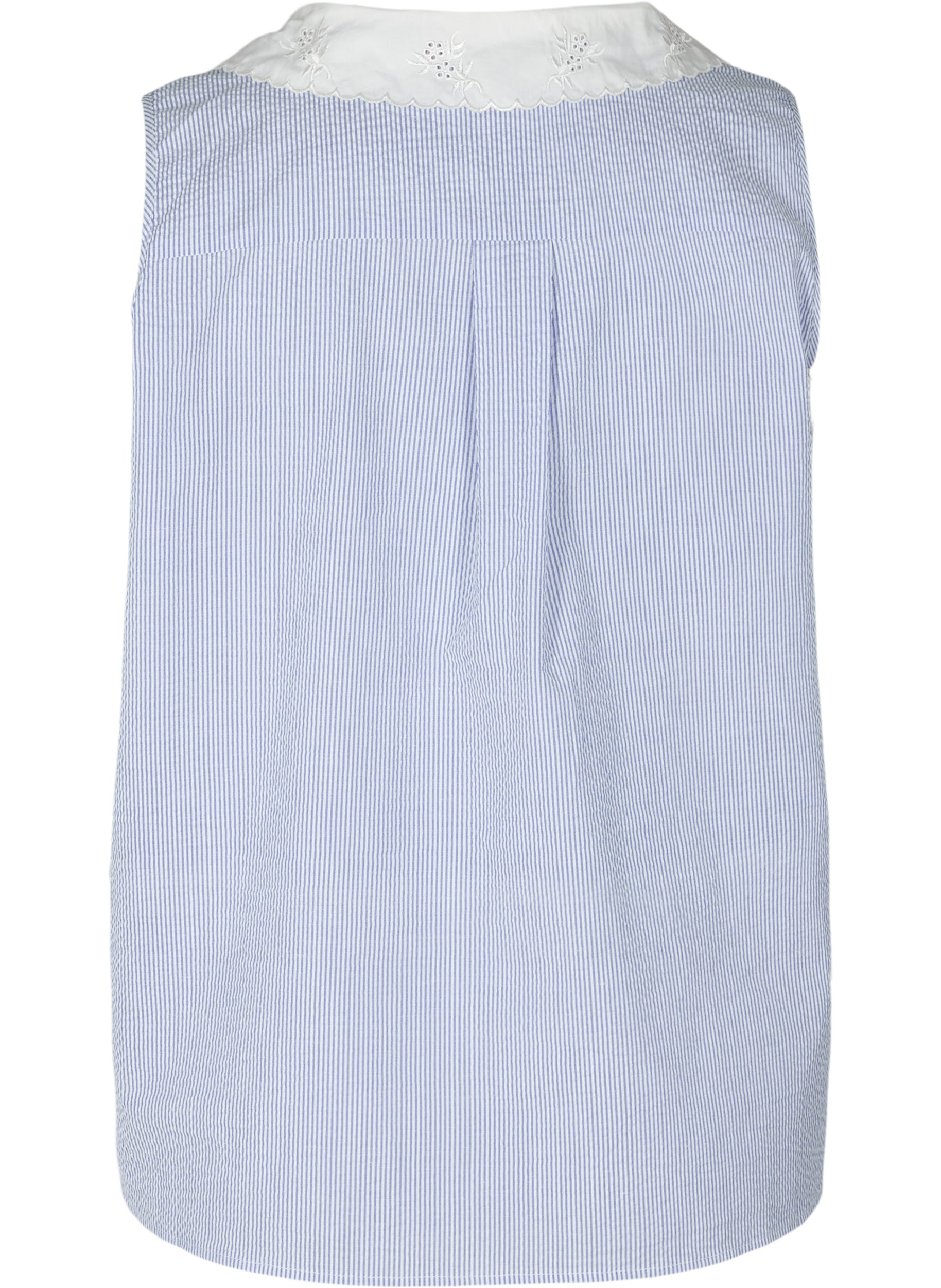Stribet ærmeløs skjorte med krave, Marlin, Packshot image number 1