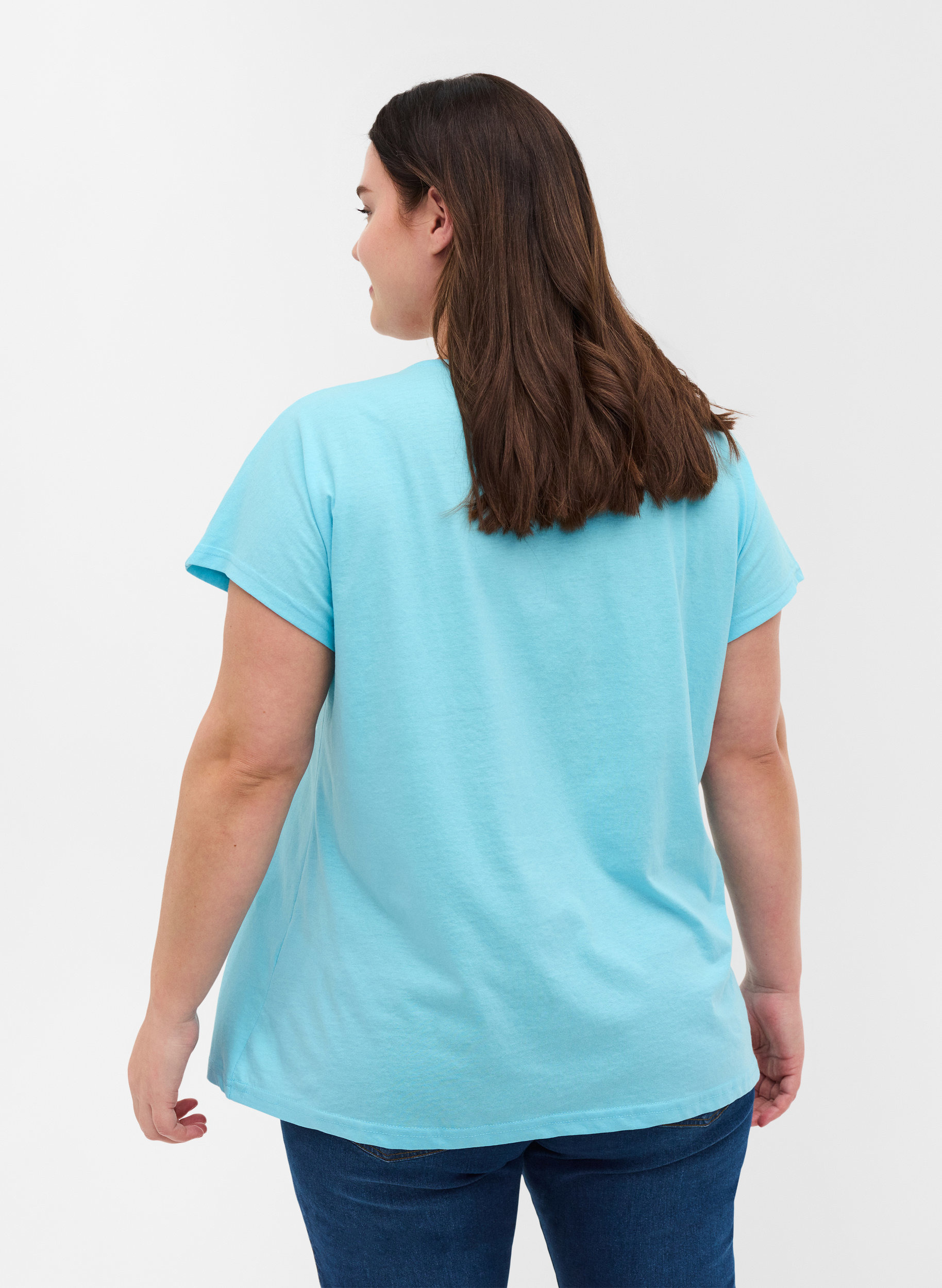 T-shirt i bomuldsmix, Blue Topaz, Model image number 1