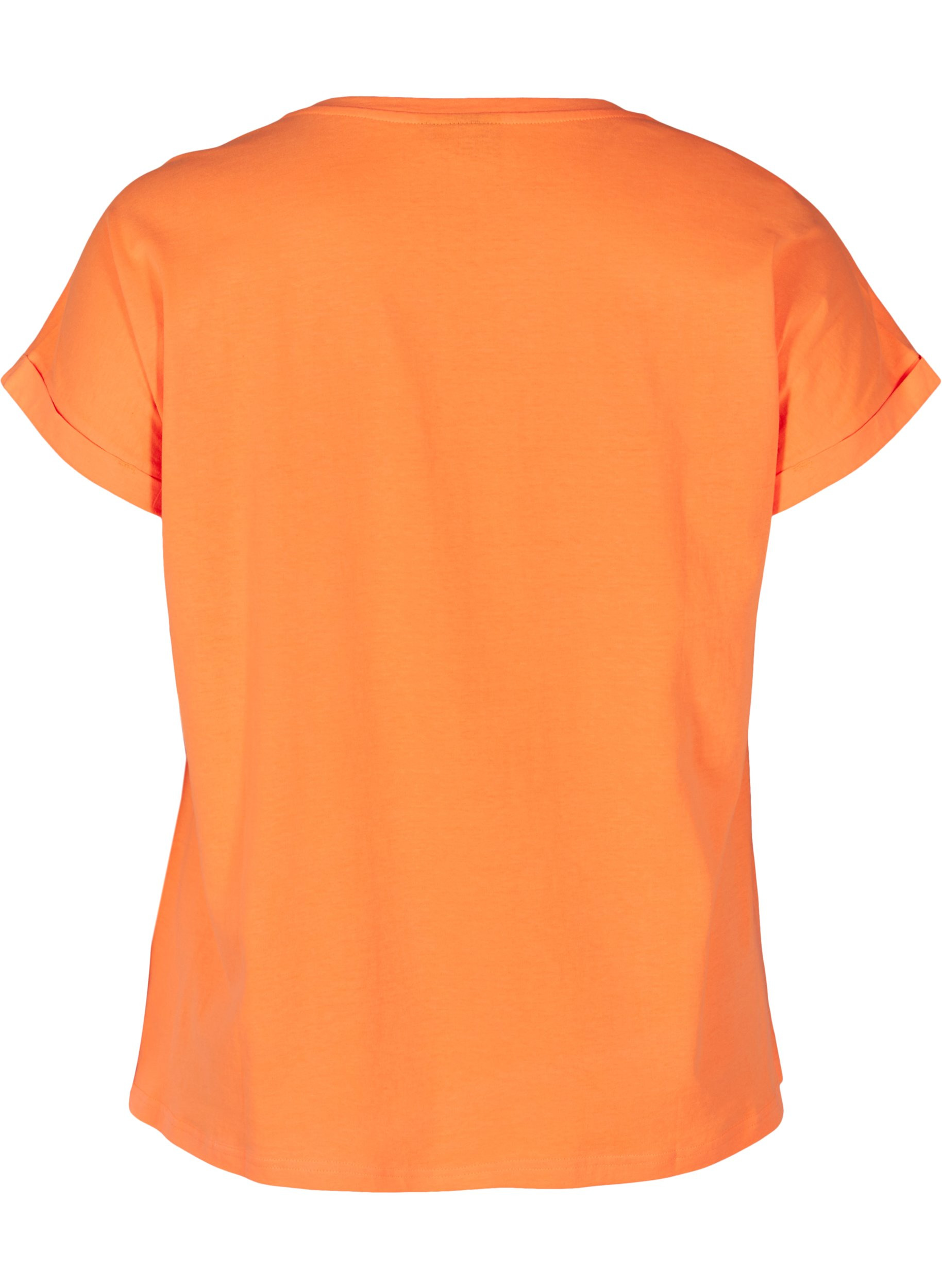 Neonfarvet t-shirt i bomuld, Neon Coral, Packshot image number 1