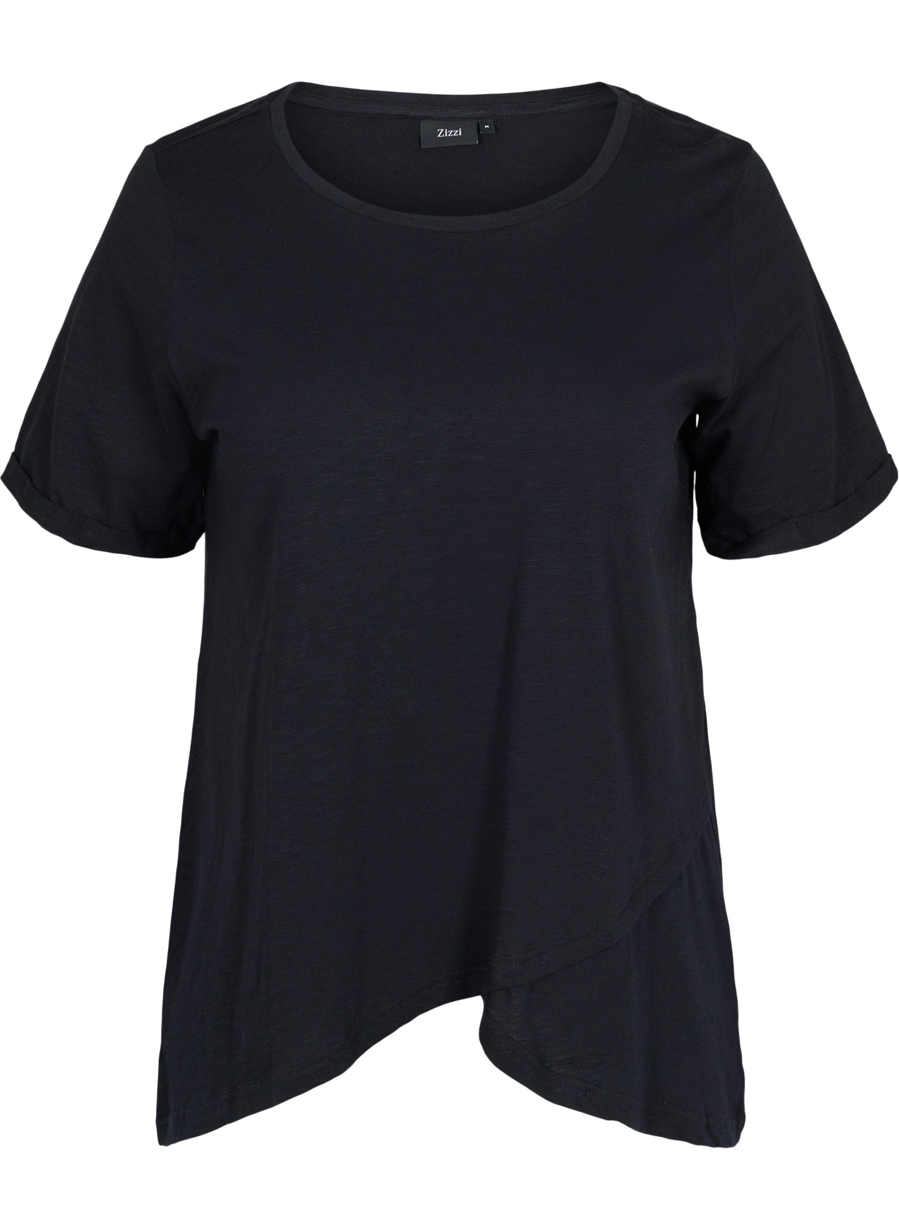 Bomulds t-shirt med korte ærmer, Black, Packshot image number 0