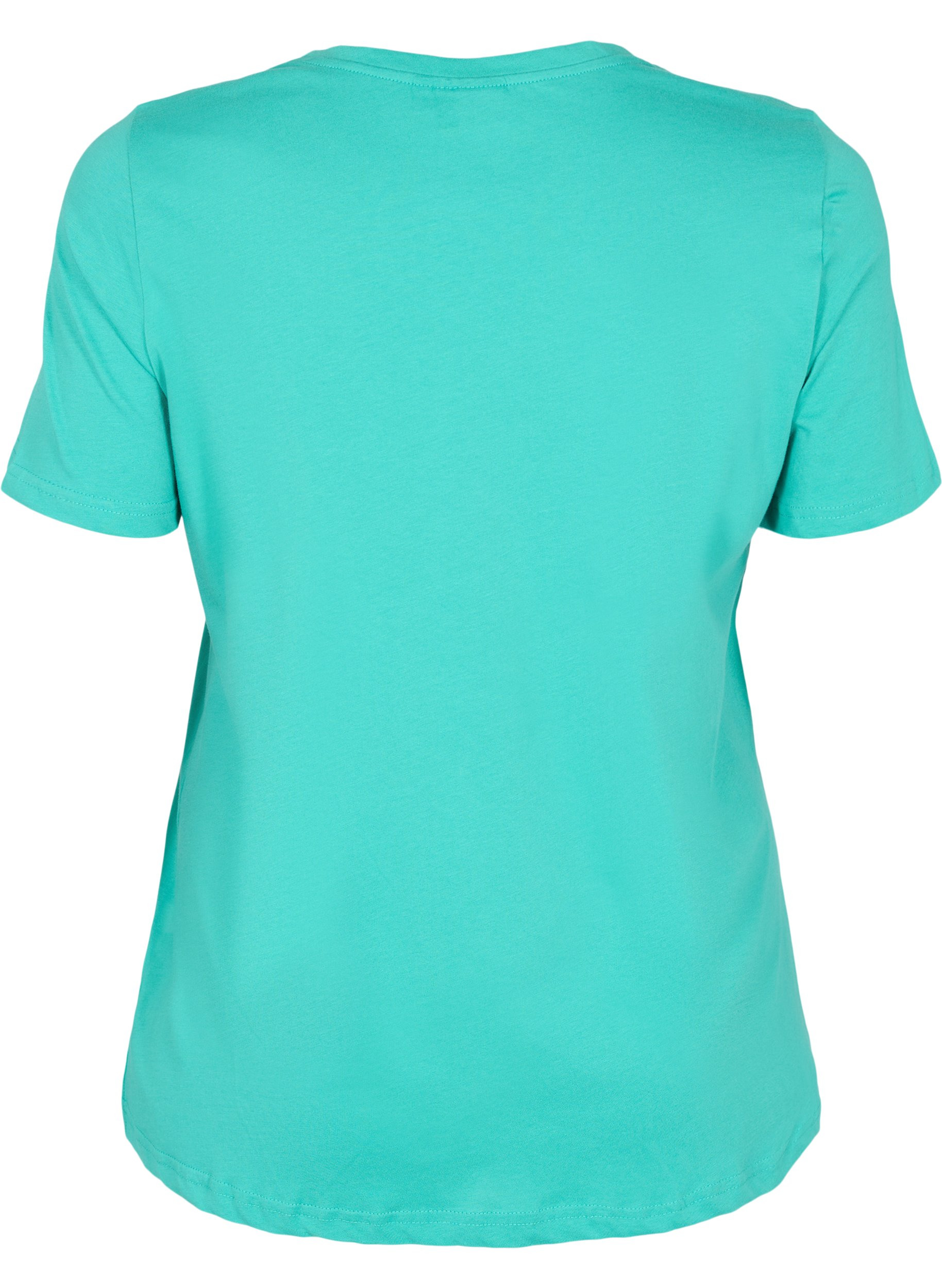 Kortærmet bomulds t-shirt med tryk, Sea Green, Packshot image number 1