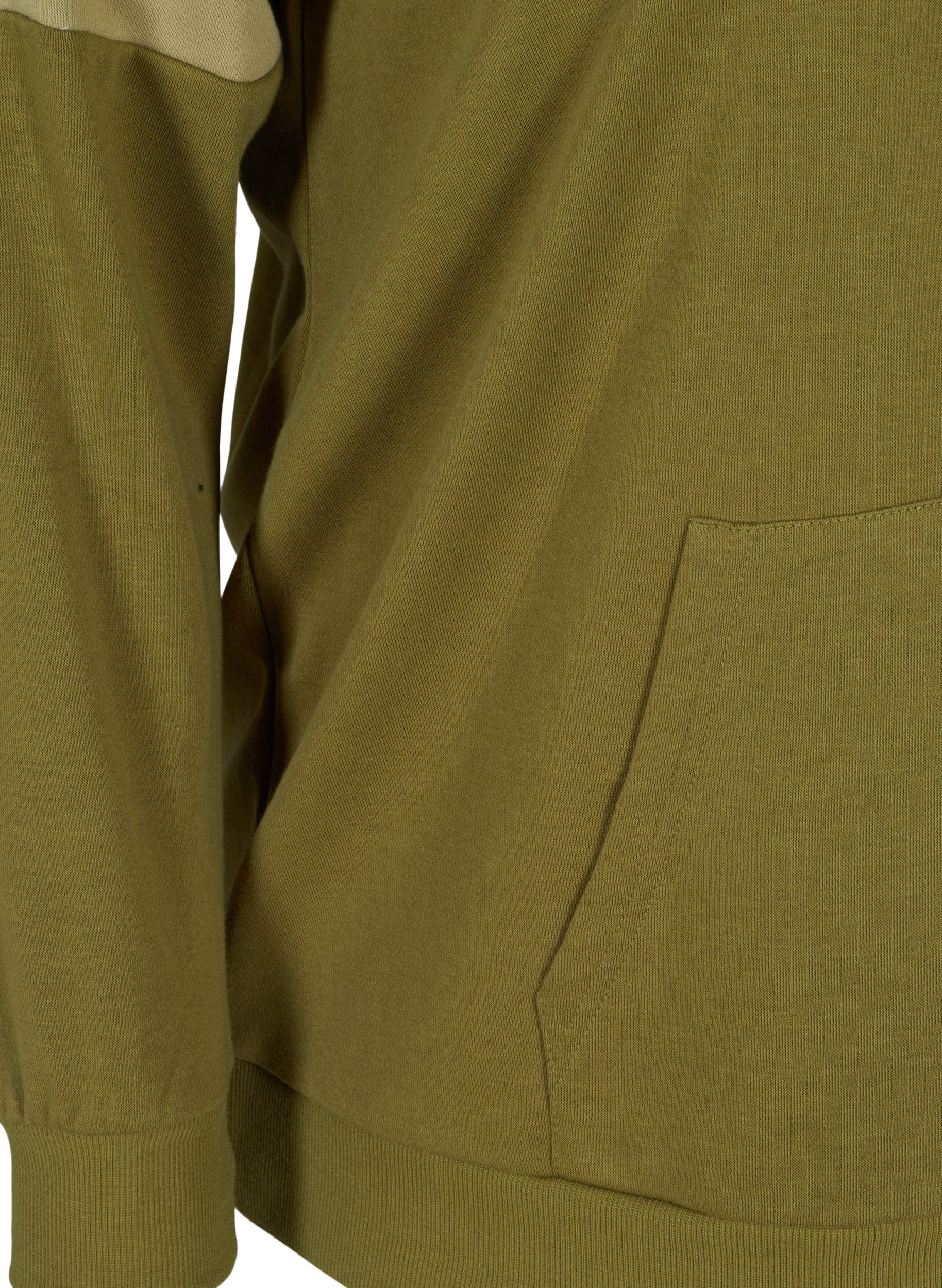 Sweatshirt med hætte og lomme, Olive Drab, Packshot image number 3