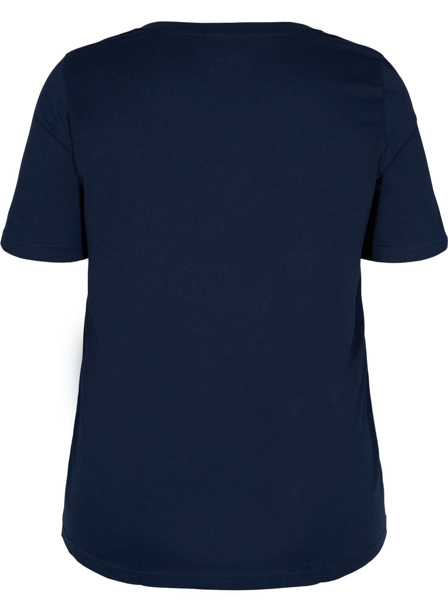 T-shirt i økologisk bomuld med v-udskæring, Navy Blazer, Packshot image number 1