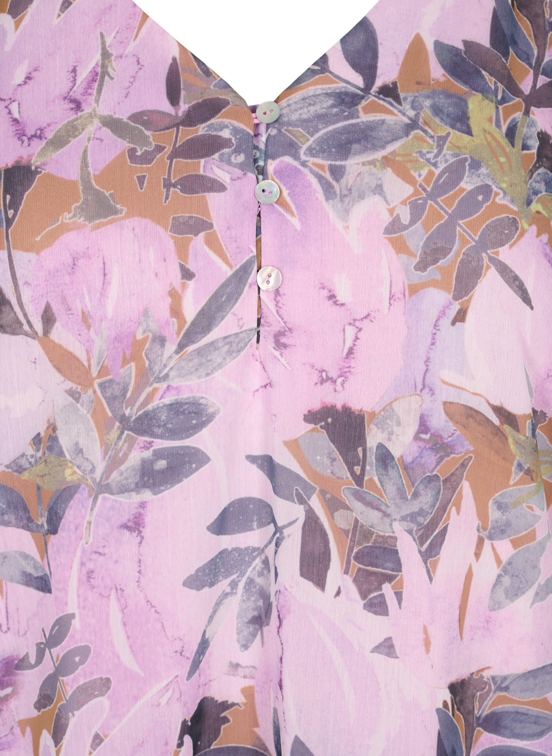 Printet bluse med korte ærmer, Orchid Bouquet AOP, Packshot image number 2