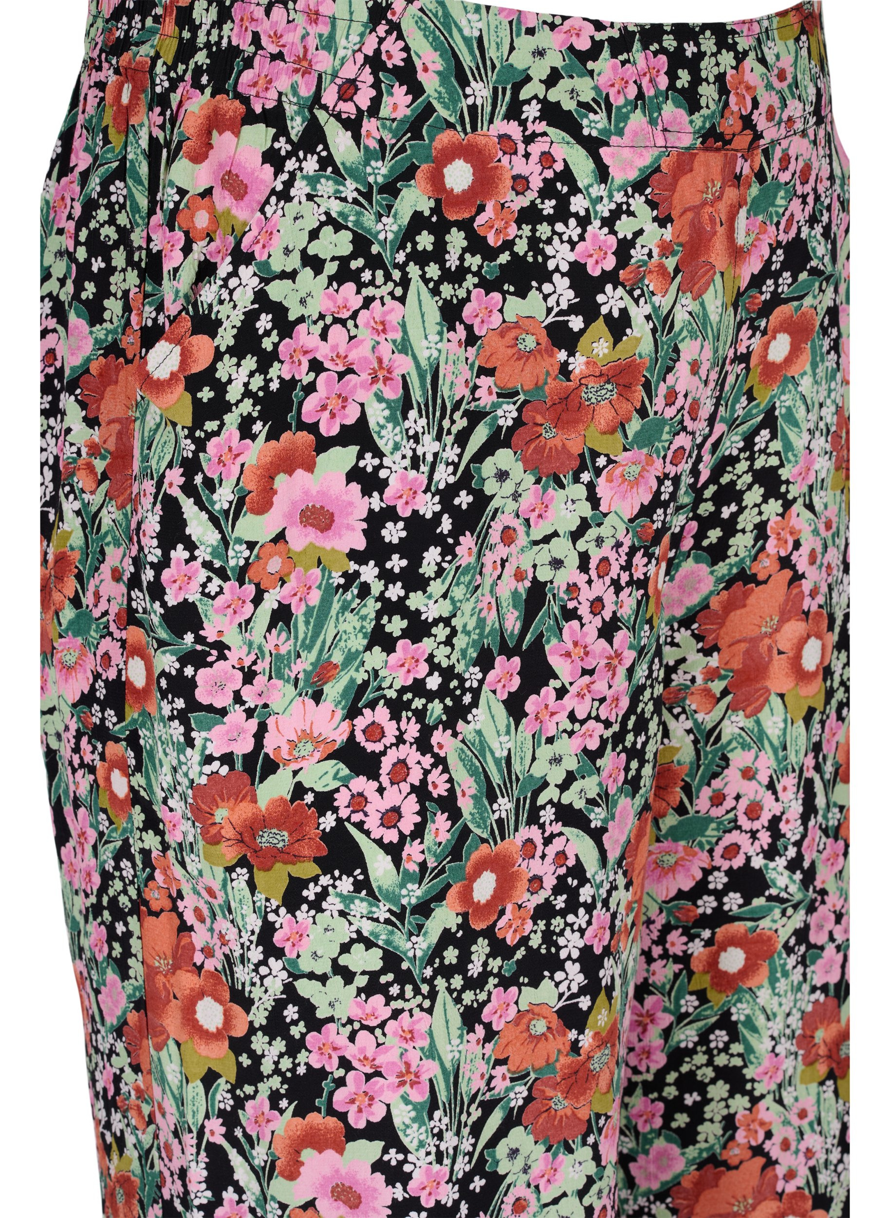 Blomstrede culottebukser med lommer, Green Flower AOP, Packshot image number 2