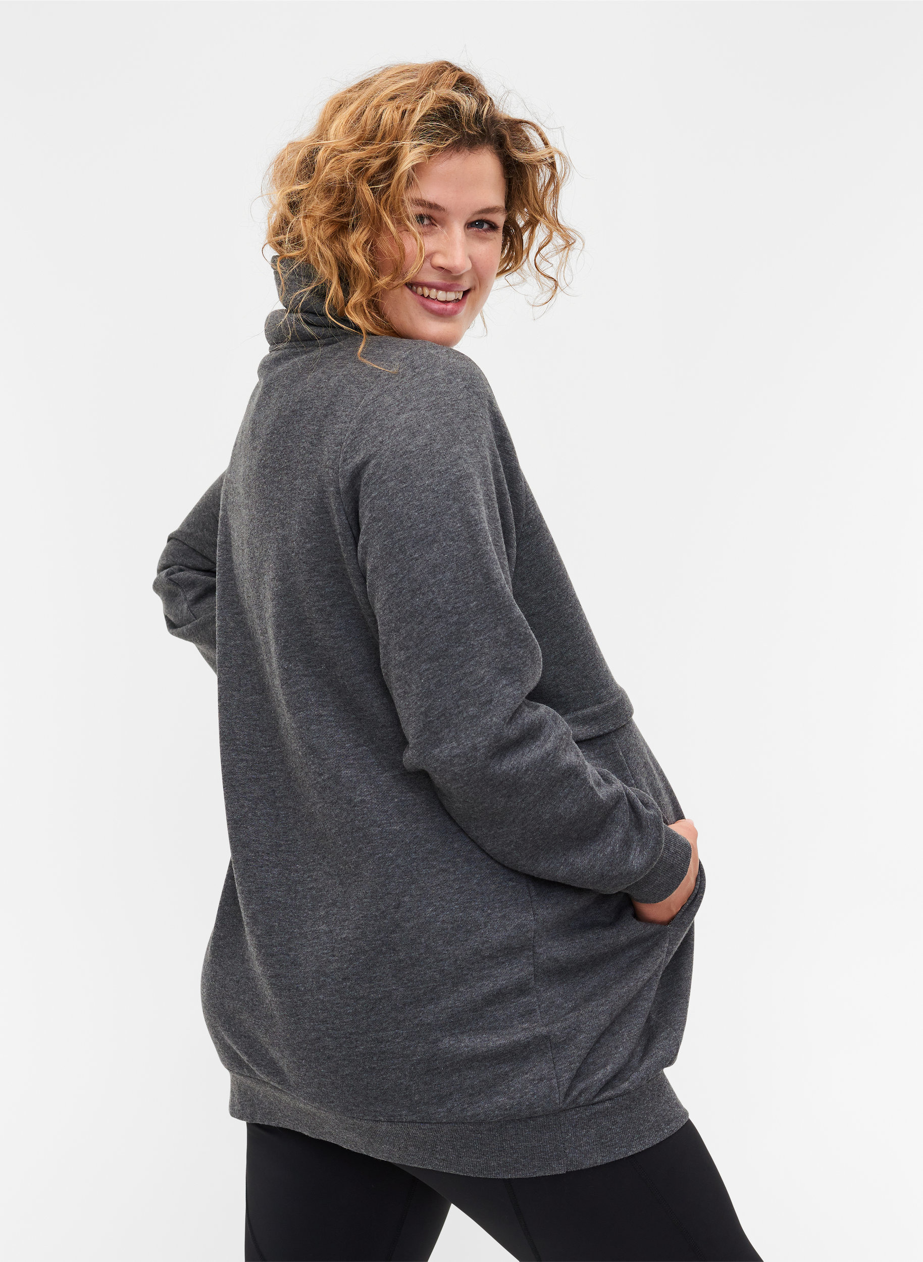 Graviditets sweatshirt med ammefunktion, Dark Grey Melange, Model image number 1
