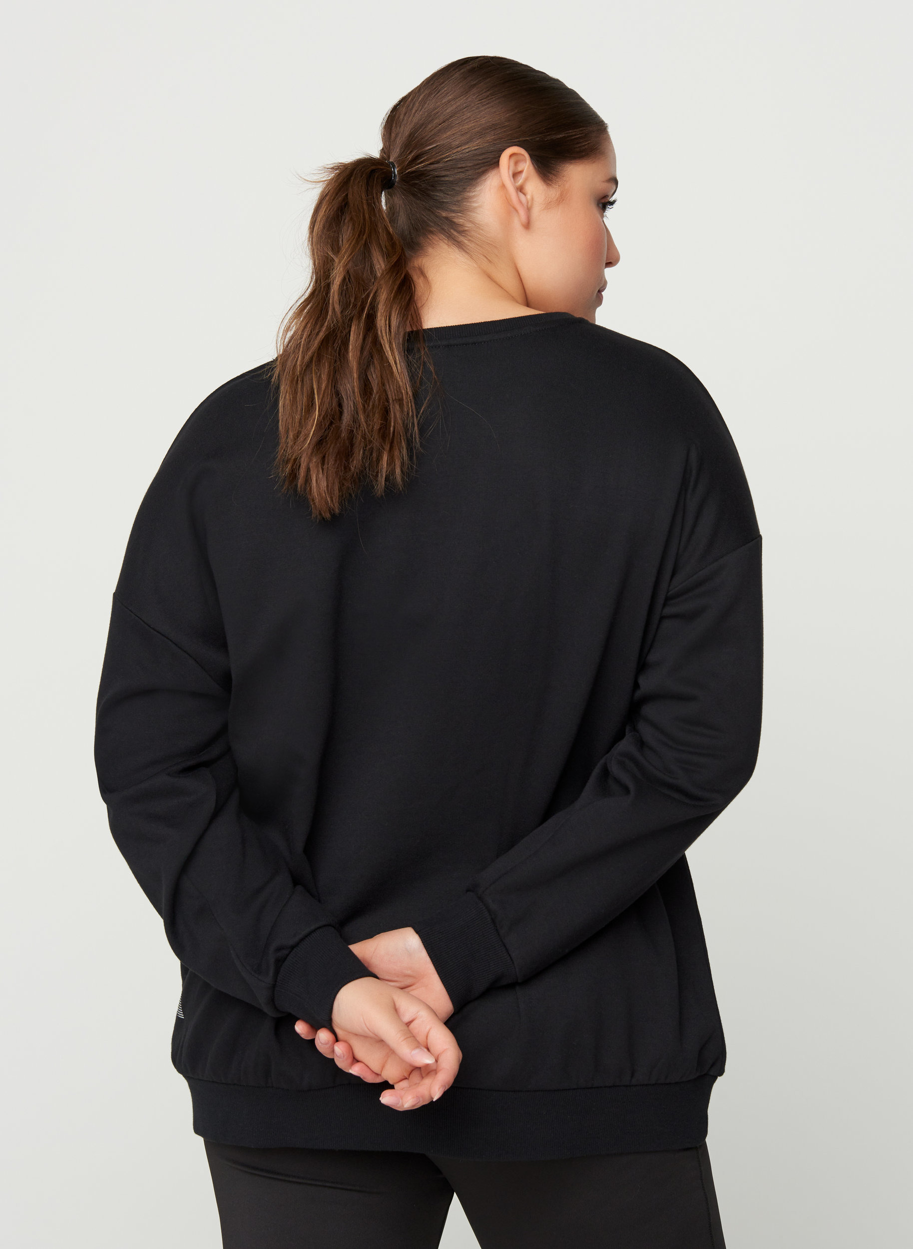 Sweatshirt med print detaljer, Black, Model image number 1