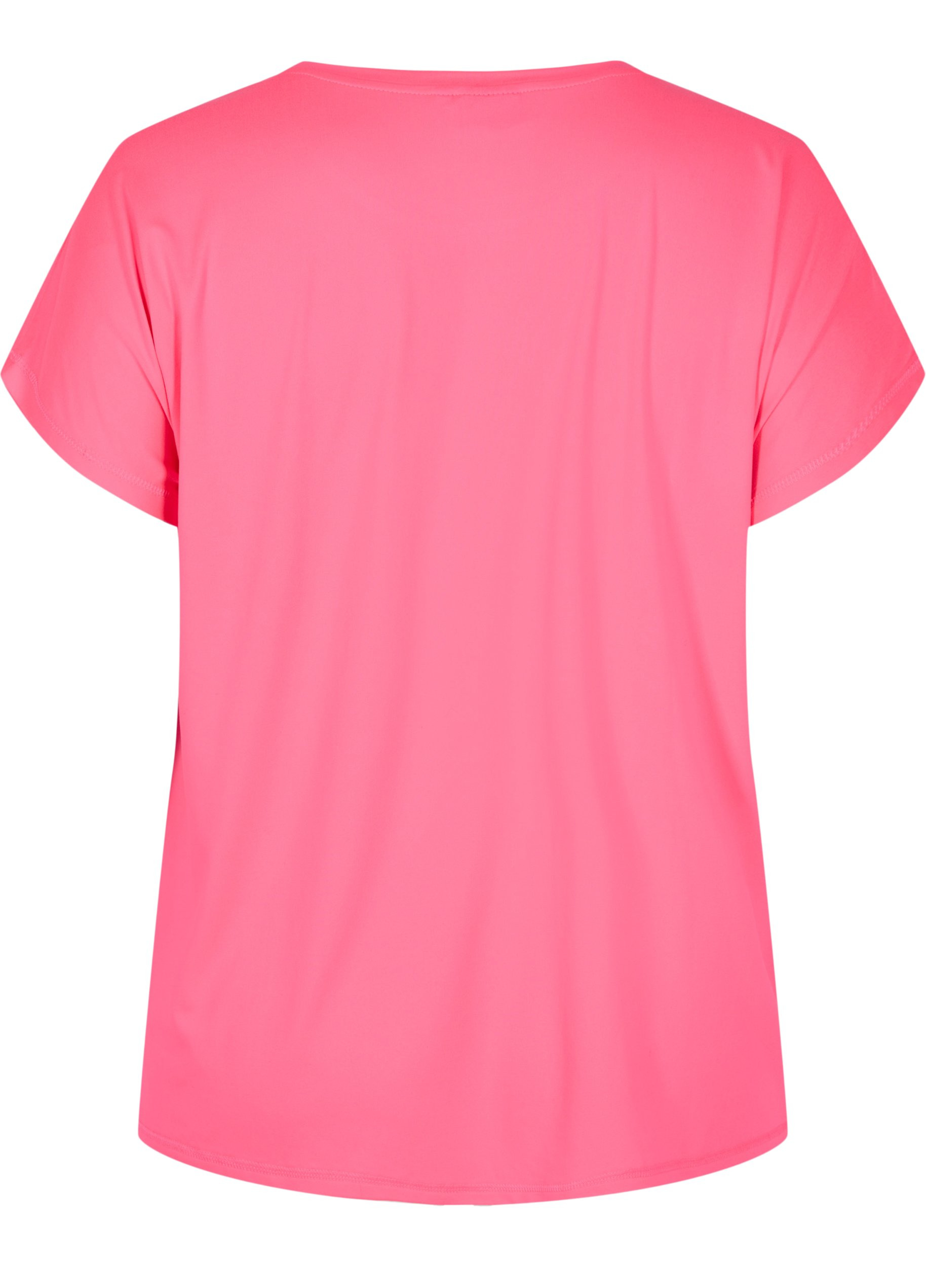 Ensfarvet trænings t-shirt, Neon pink, Packshot image number 1