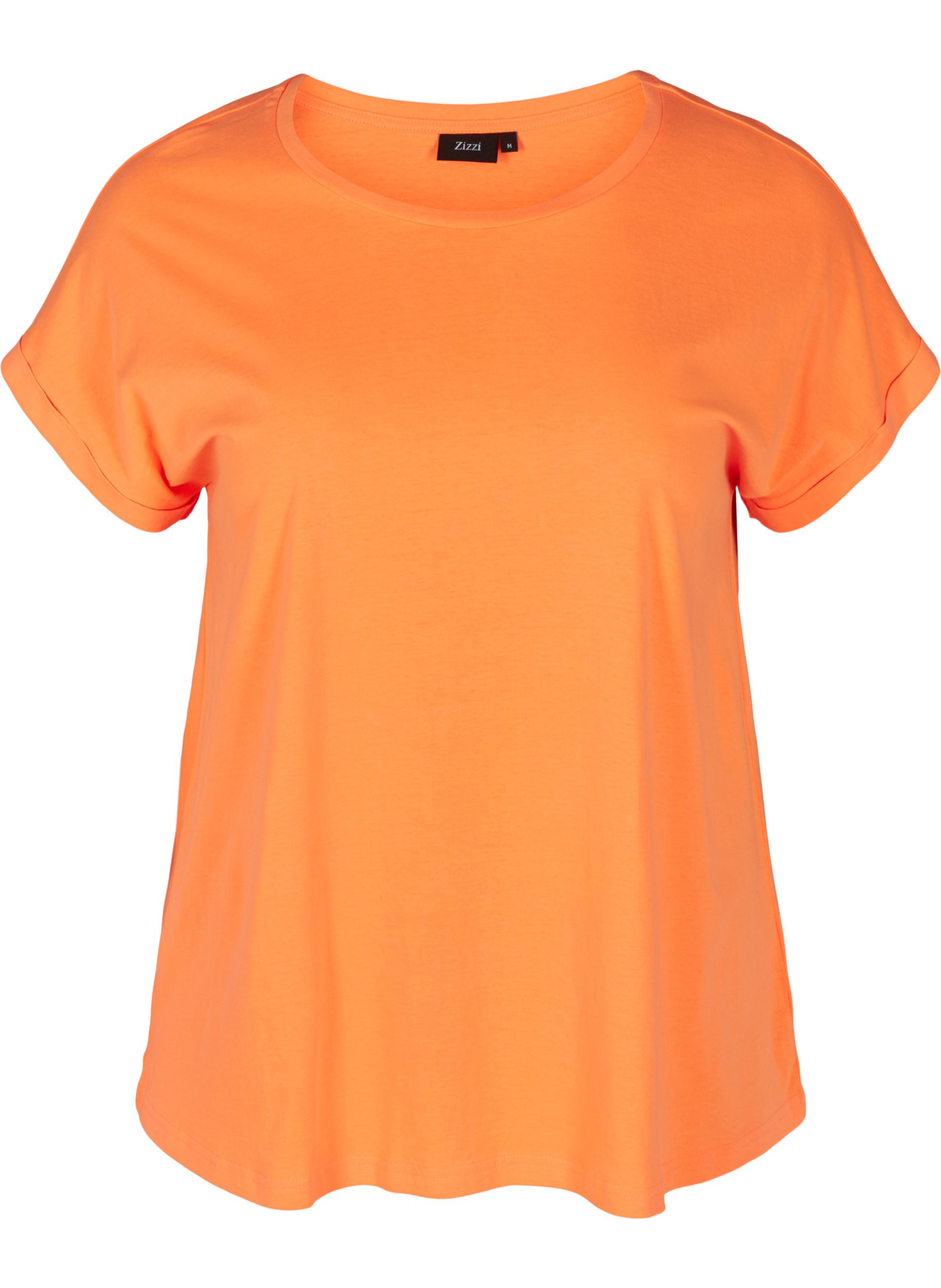 Neonfarvet t-shirt i bomuld, Neon Coral, Packshot image number 0