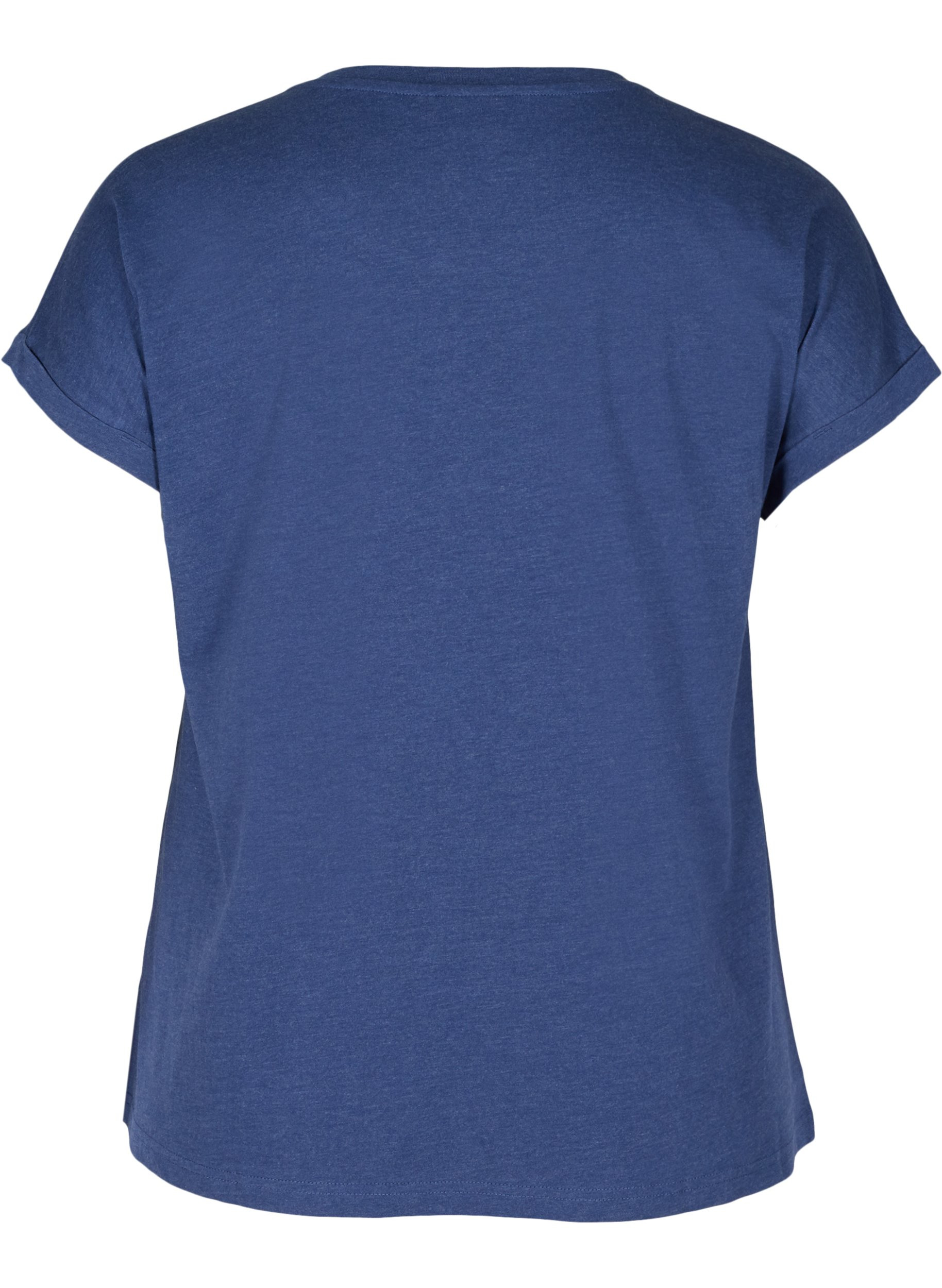 T-shirt i bomuldsmix, Twilight Blue Mel., Packshot image number 1