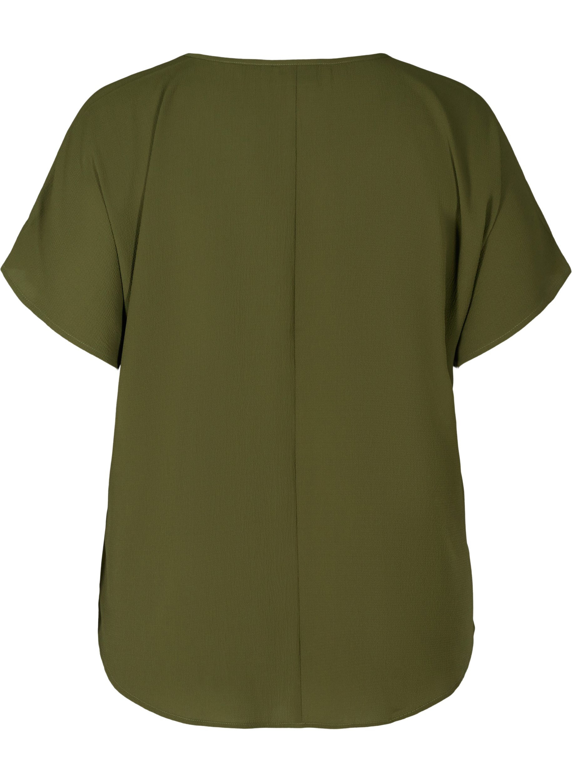 Bluse med korte ærmer og rund halsudskæring, Ivy Green, Packshot image number 1