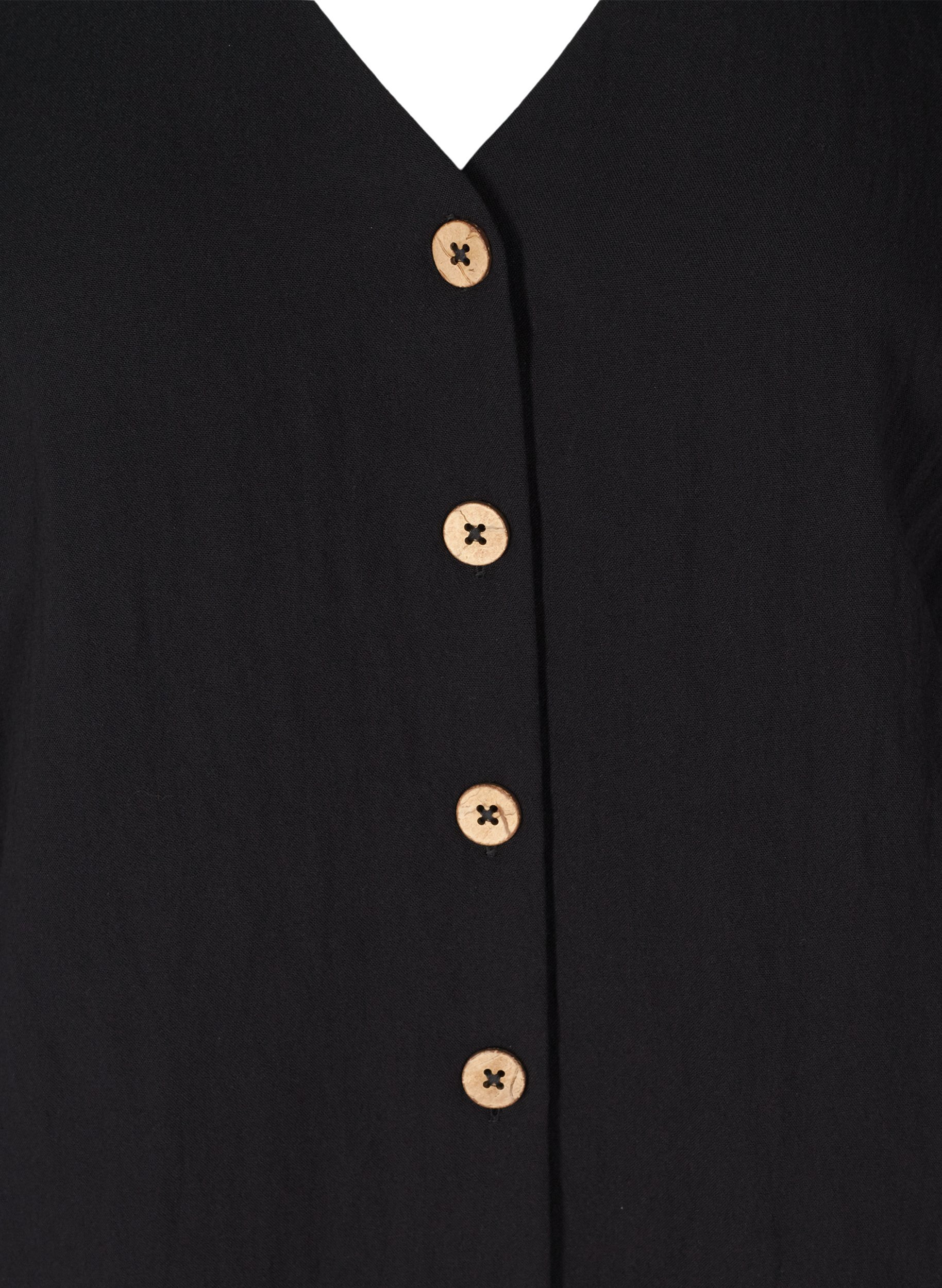 Viskose bluse med knapper og v-hals, Black, Packshot image number 2