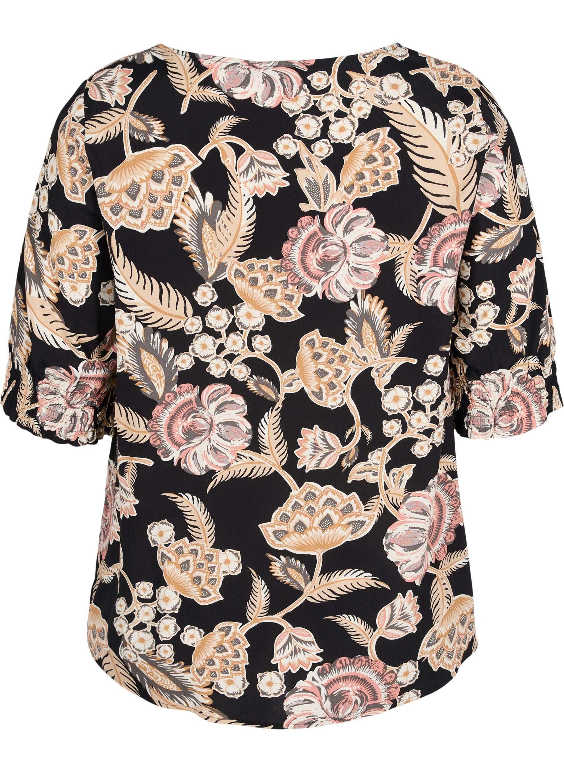 Printet viskose bluse med knapper, Paisley Flower, Packshot image number 1