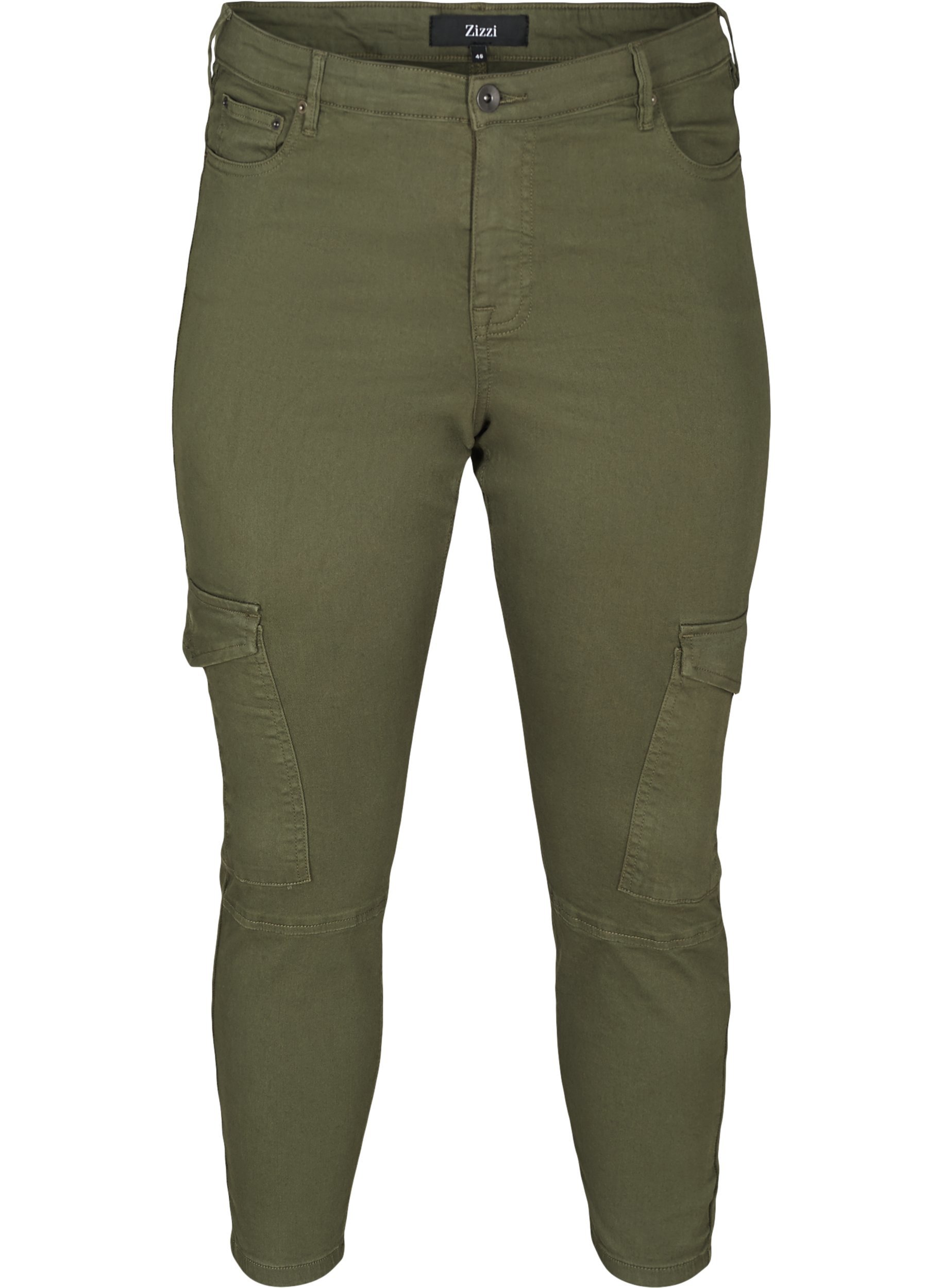 Bomulds bukser med ankellængde, Army green 