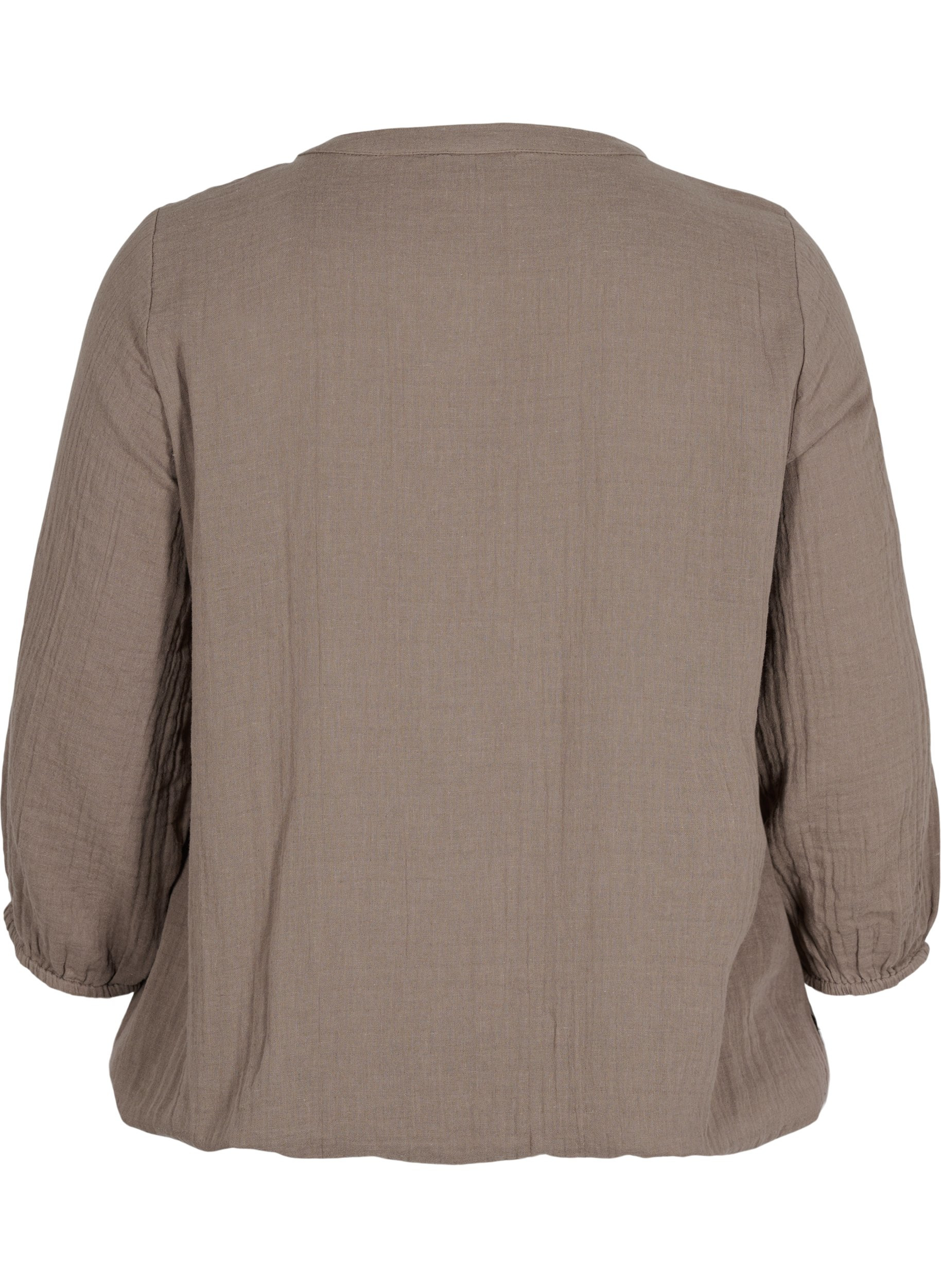 Bomulds bluse med knapper og 3/4 ærmer, Falcon, Packshot image number 1