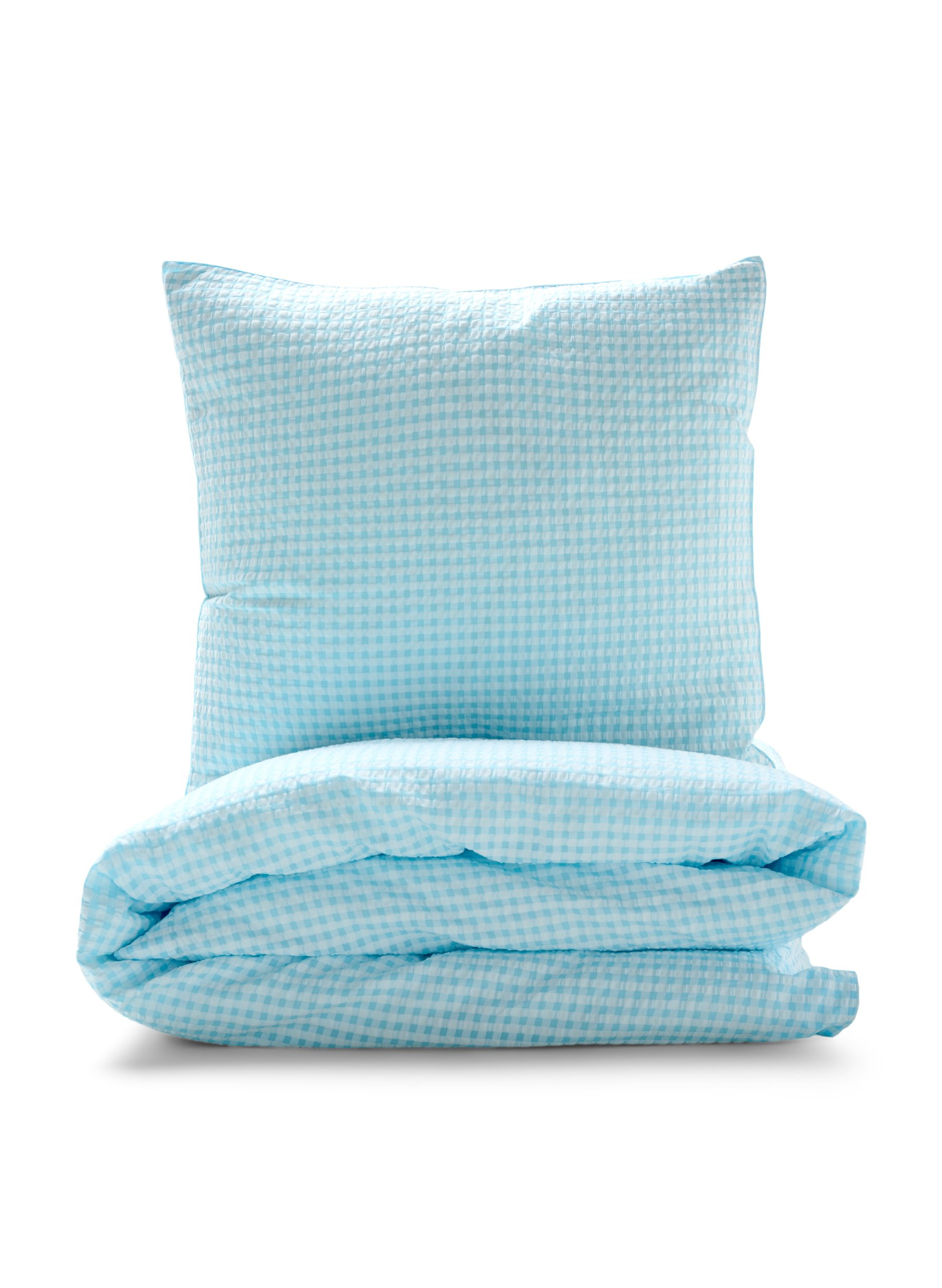 Ternet sengesæt i bomuld, Blue/White Check, Packshot