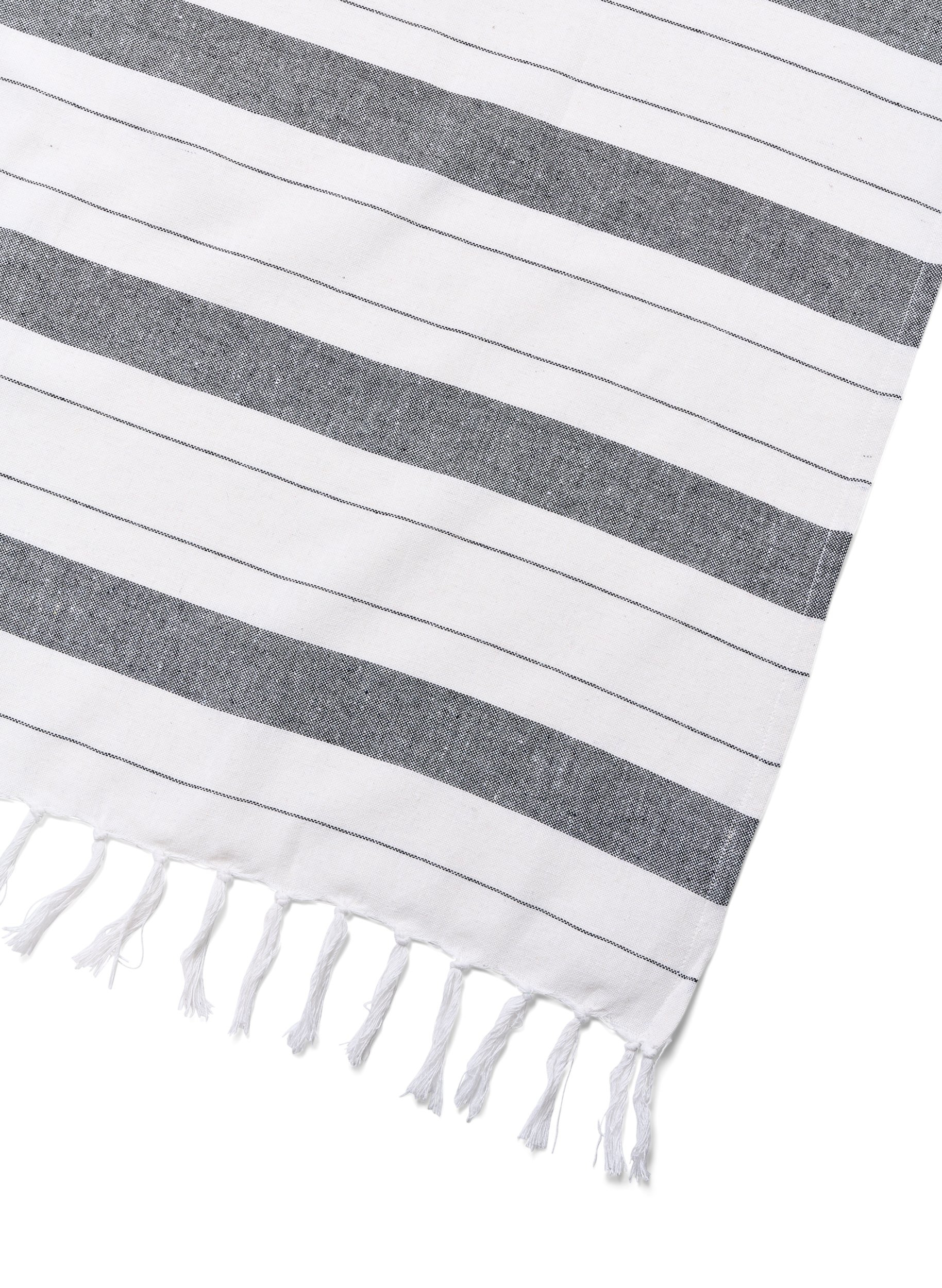 Stribet håndklæde med frynser, Dark Grey Melange, Packshot image number 2