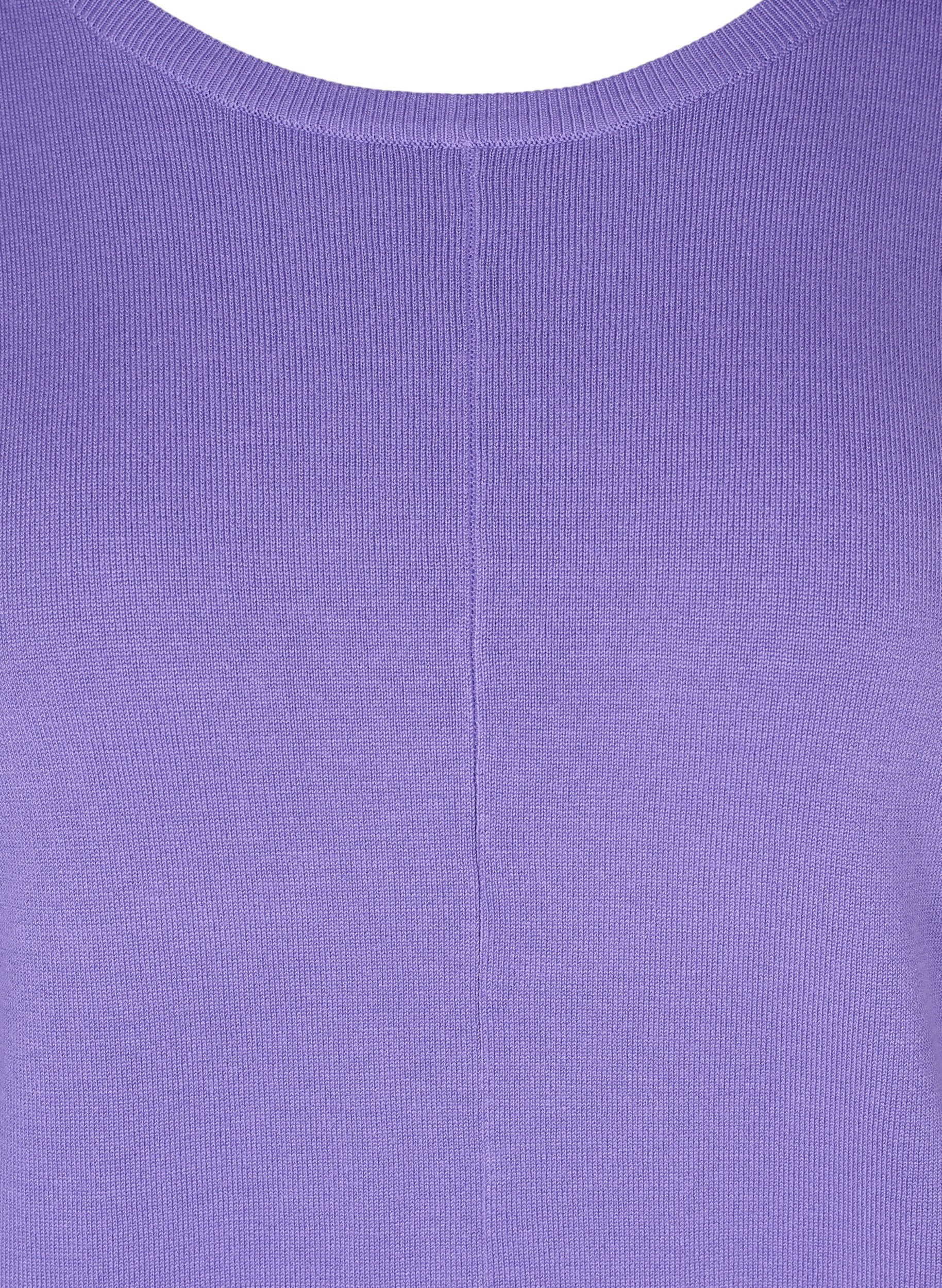 Strikbluse med rund halsudskæring, Paisley Purple, Packshot image number 2