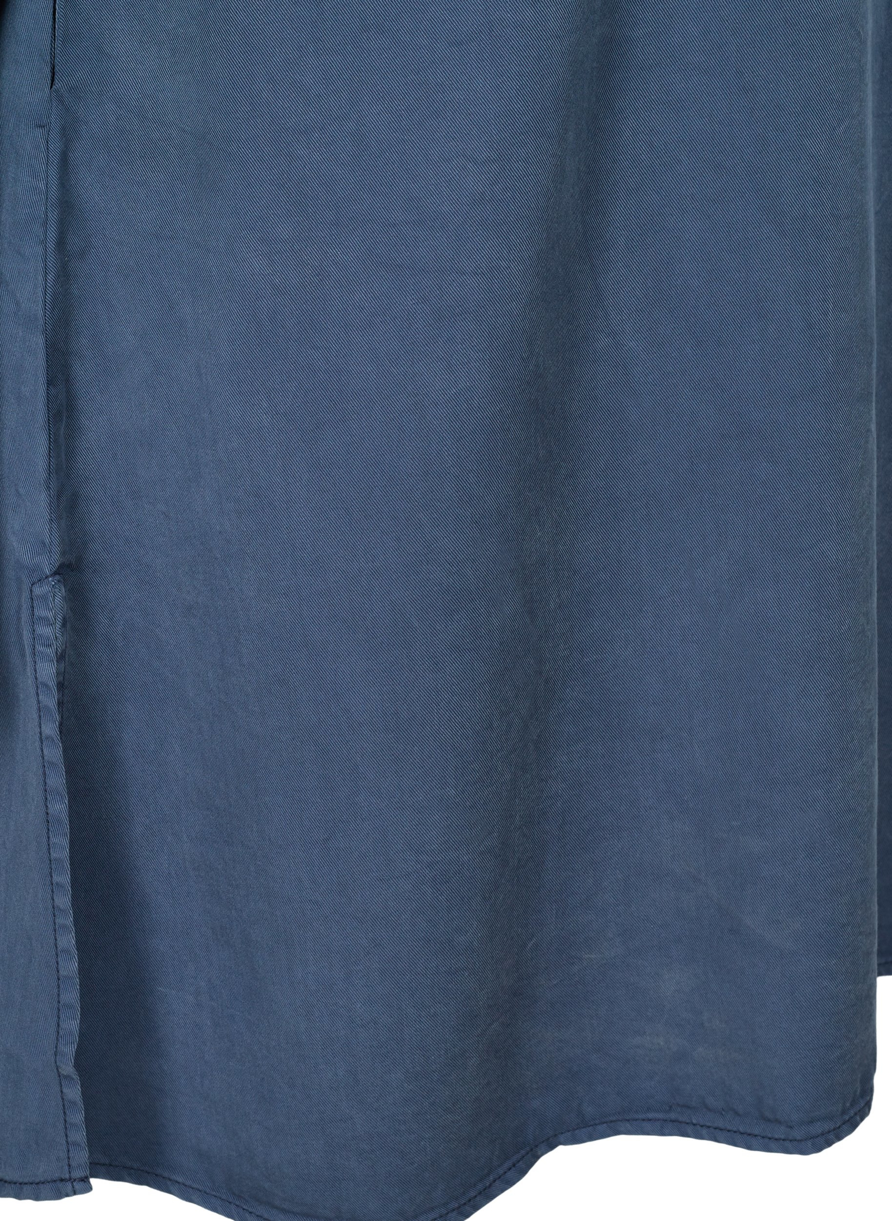 Kjole med lange pufærmer, Dark blue denim, Packshot image number 3