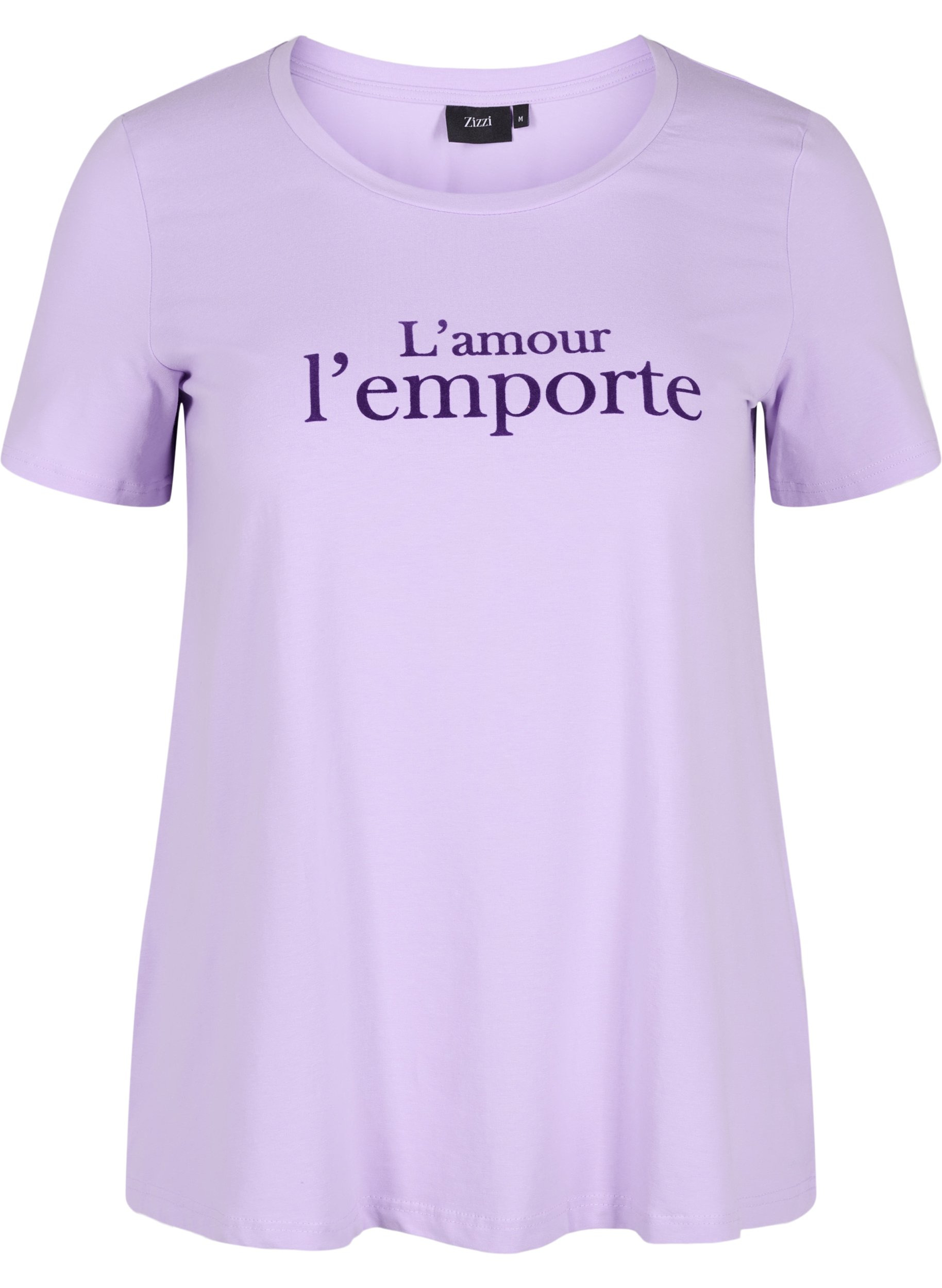 Kortærmet bomulds t-shirt med tryk,  Lavender LAMOUR