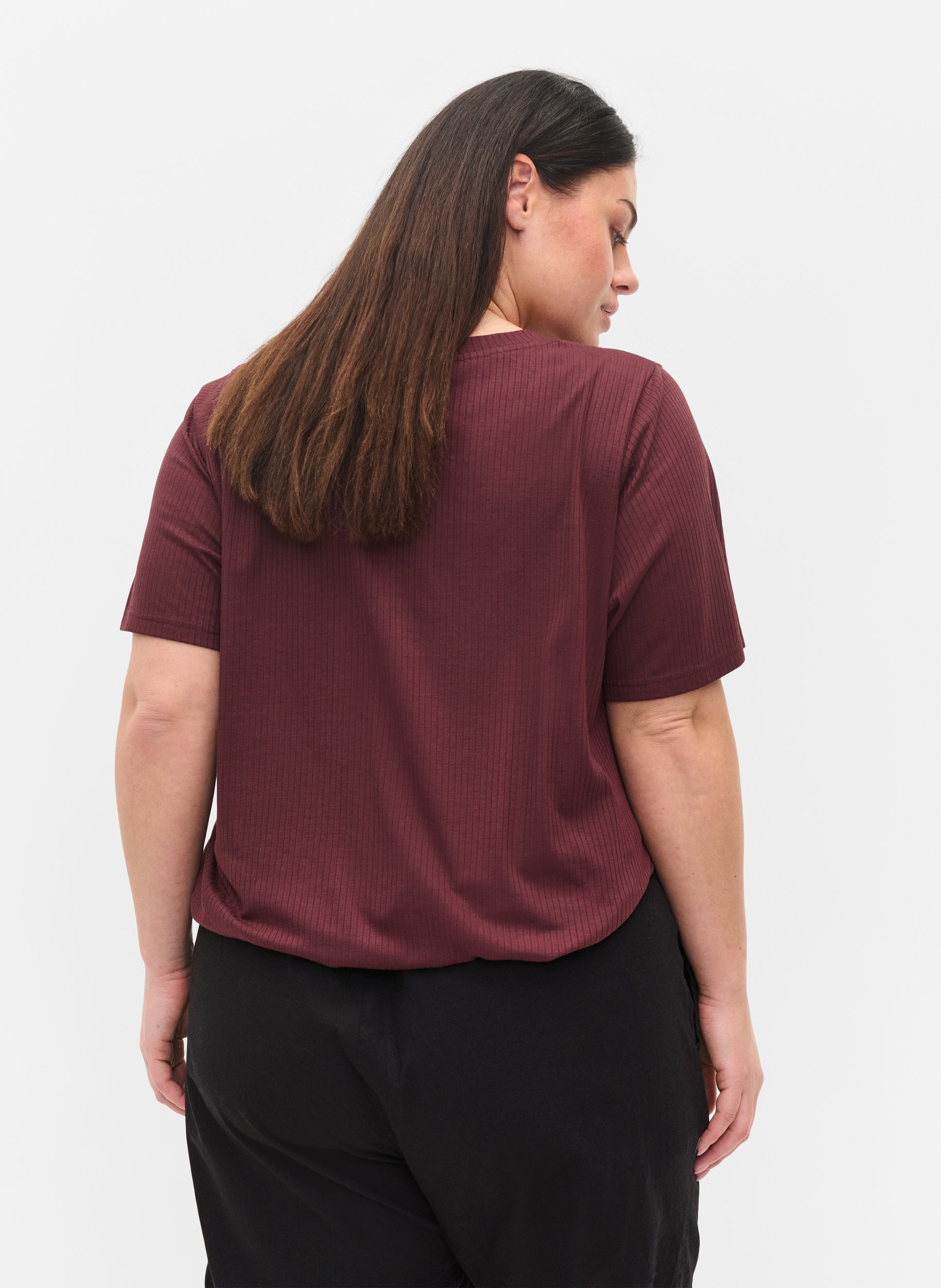 Kortærmet t-shirt i ribkvalitet, Vineyard Wine, Model image number 1