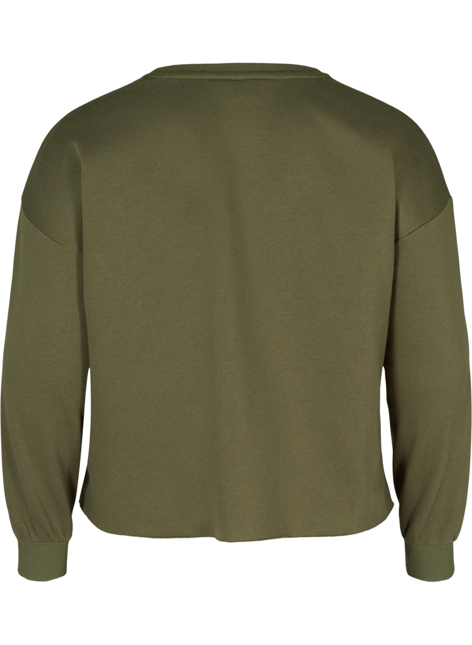 Cropped sweatshirt med rund hals, Ivy Green, Packshot image number 1