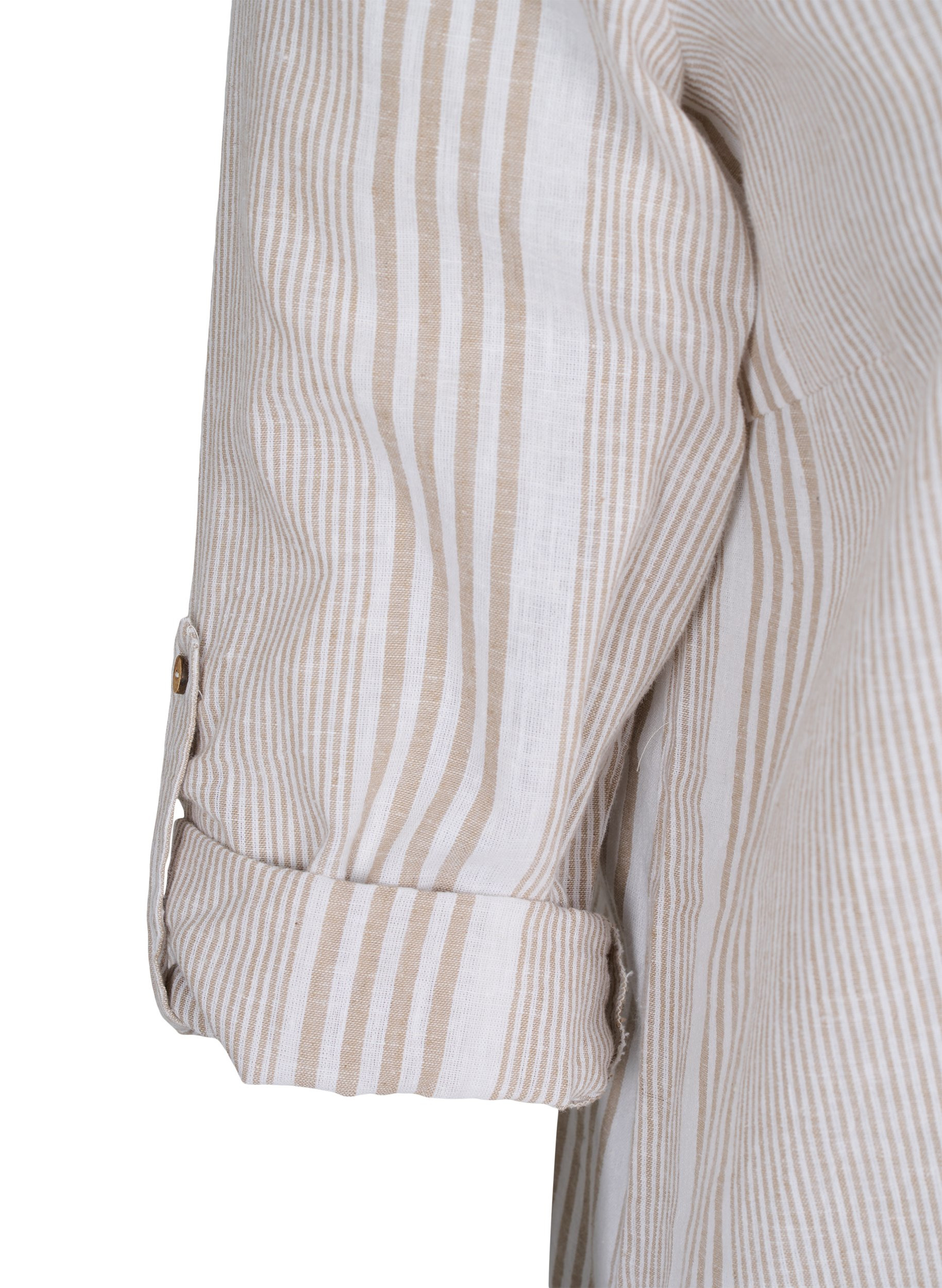 Kjole med v-udskæring og krave, White Taupe Stripe, Packshot image number 3