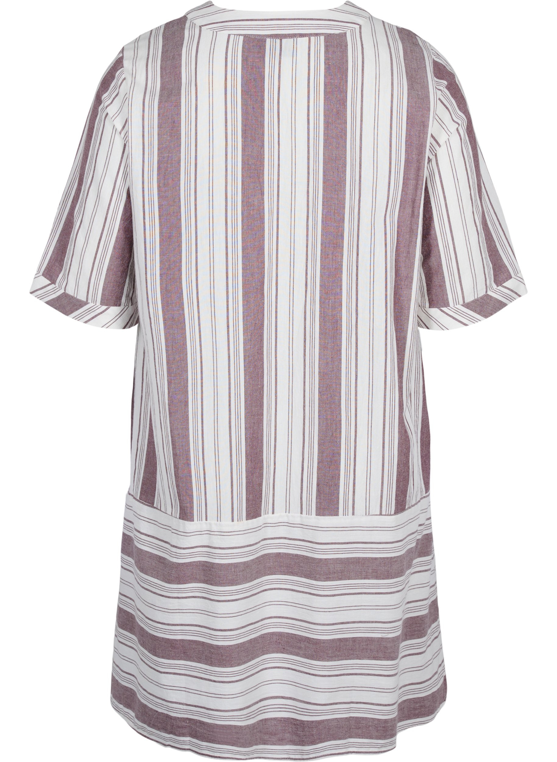 Stribet bomuldskjole med korte ærmer, Vineyard Wine Stripe, Packshot image number 1