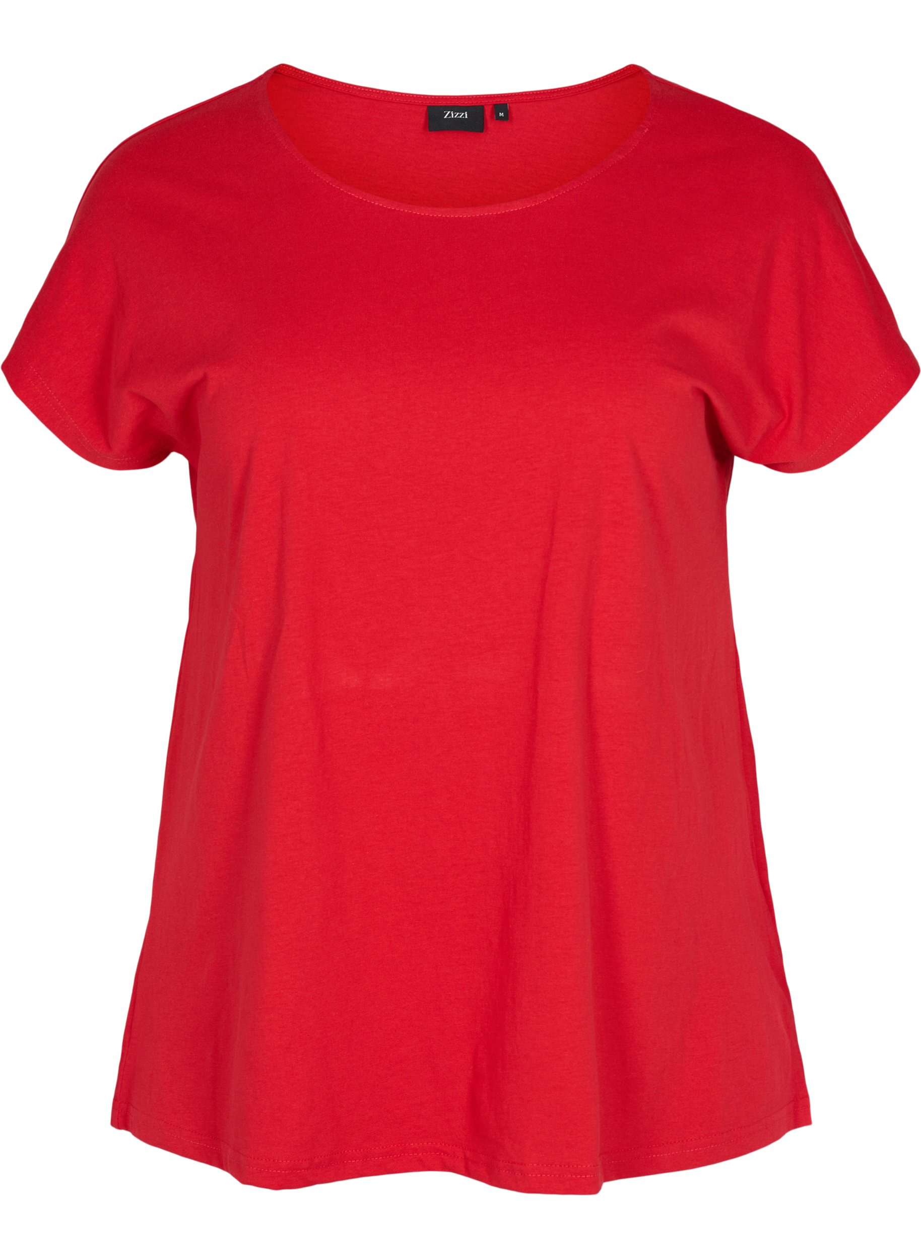 T-shirt i bomuldsmix, Tango Red, Packshot image number 0