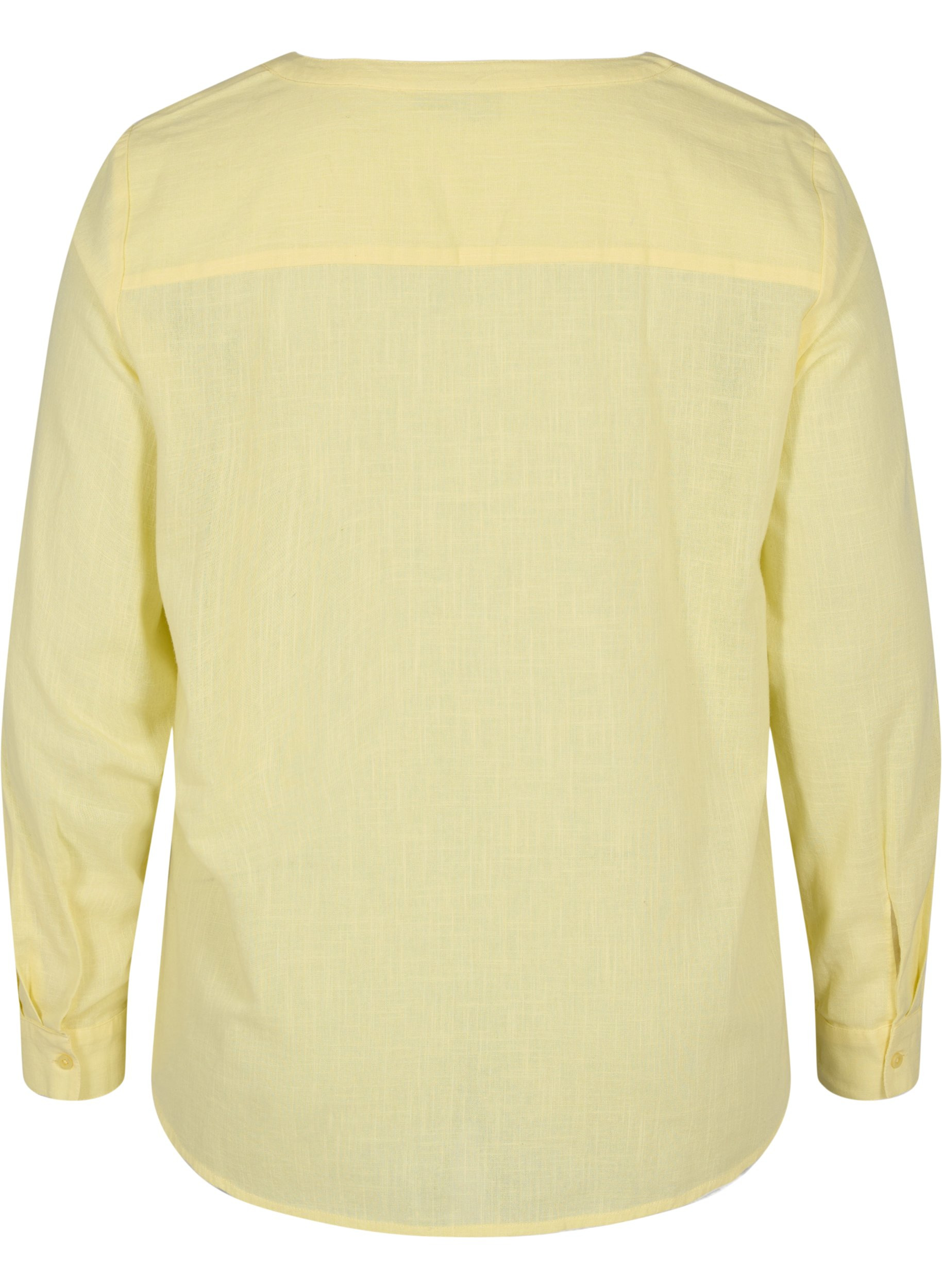 Skjortebluse i bomuld med v-udskæring, Yellow, Packshot image number 1