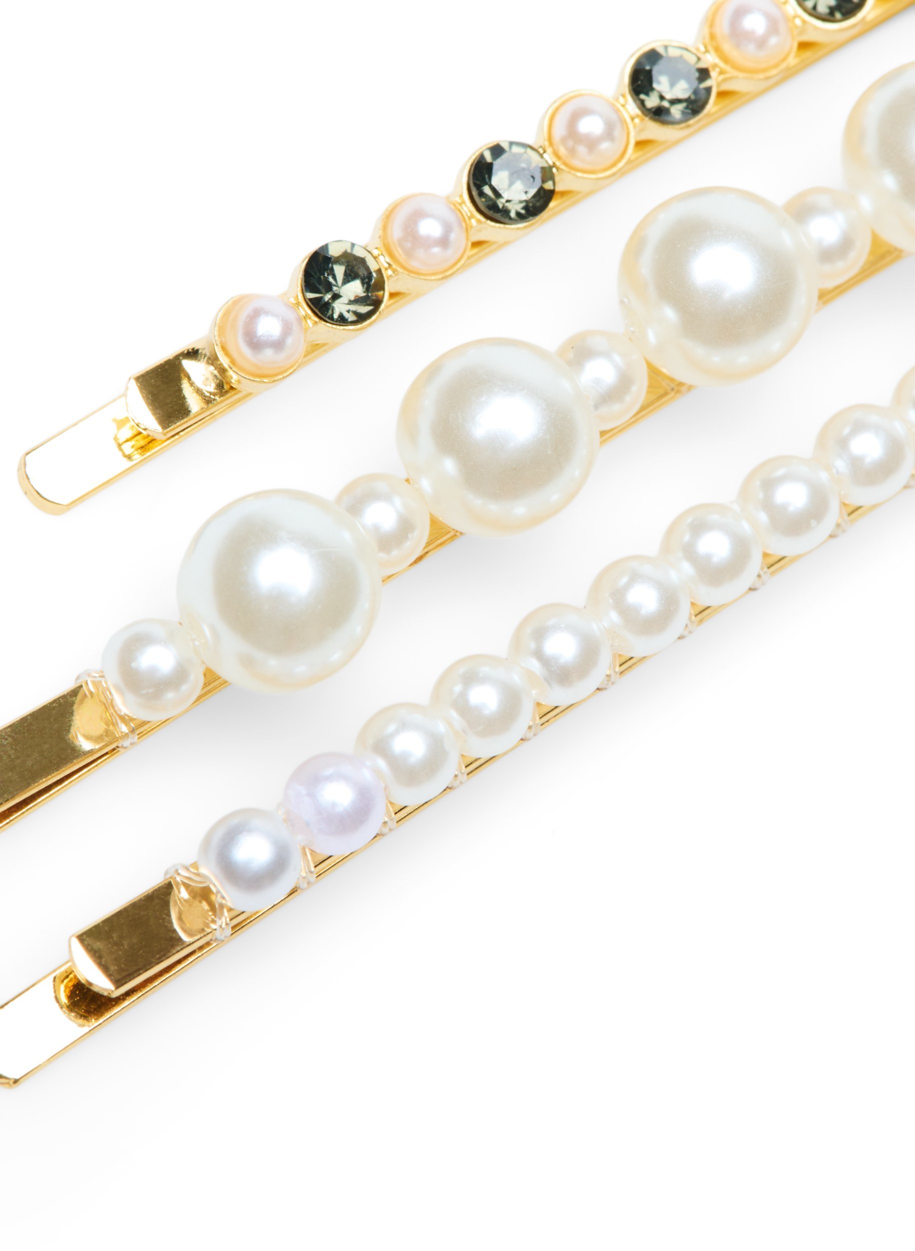 3-pak hårnåle med perler, Pearl, Packshot image number 2