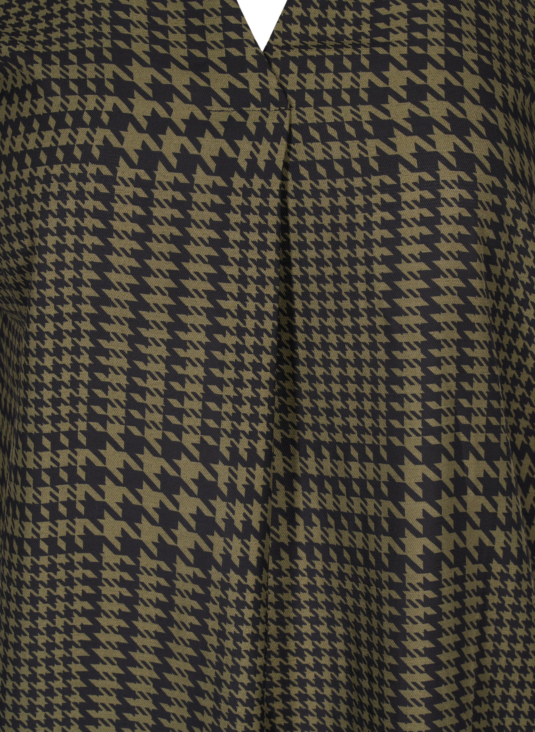 Ternet tunika med 3/4 ærmer, Ivy Green Check, Packshot image number 2