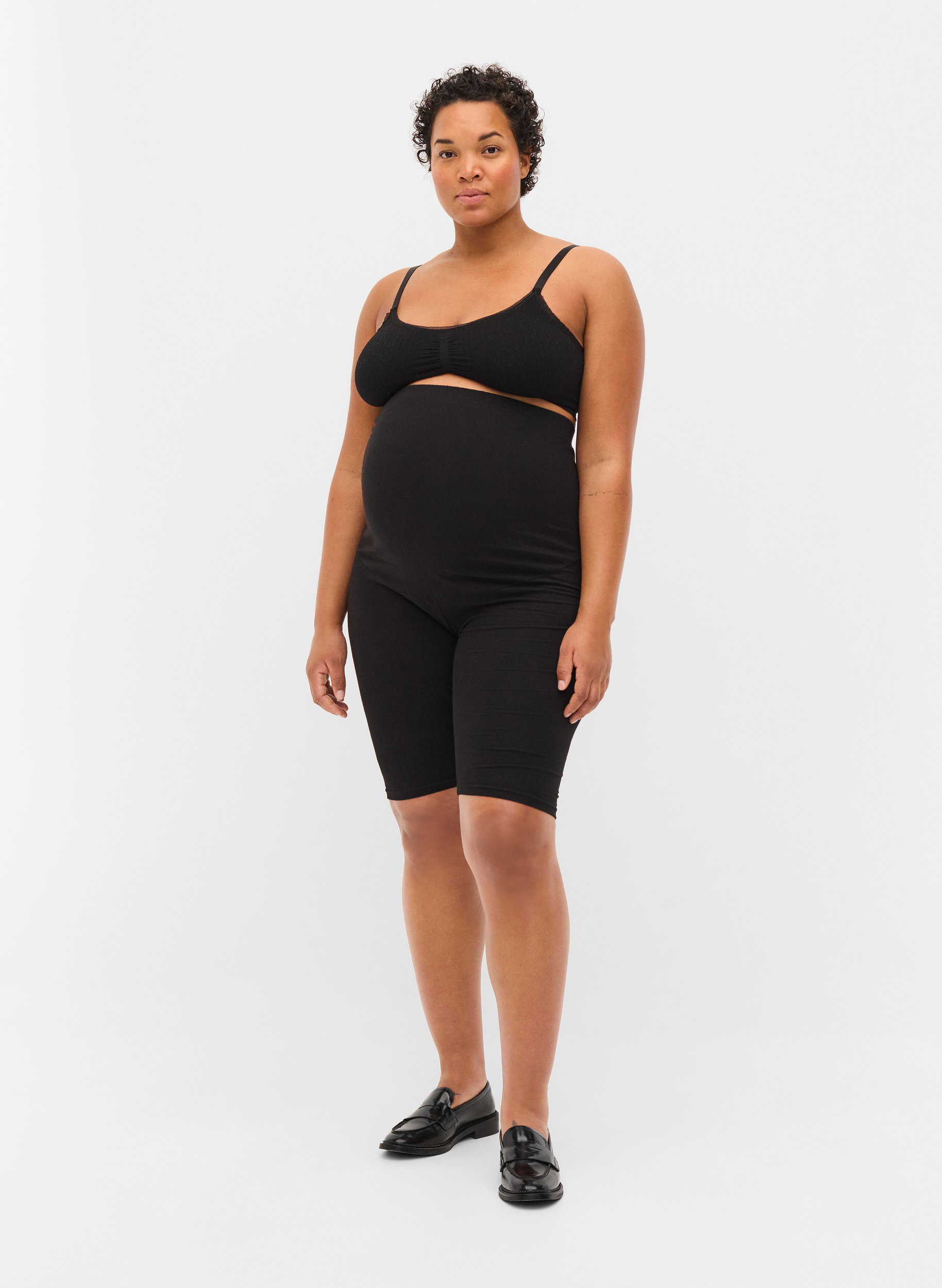 Tætsiddende graviditets shorts, Black, Model image number 0