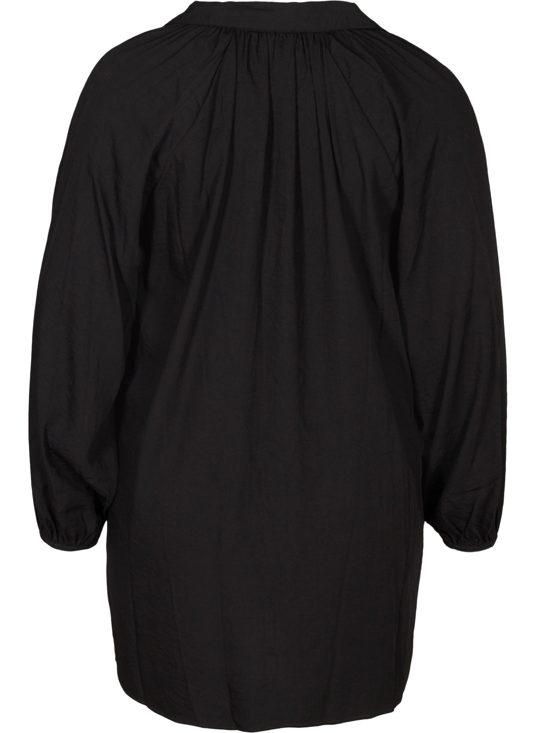 Langærmet tunika med v-hals, Black, Packshot image number 1