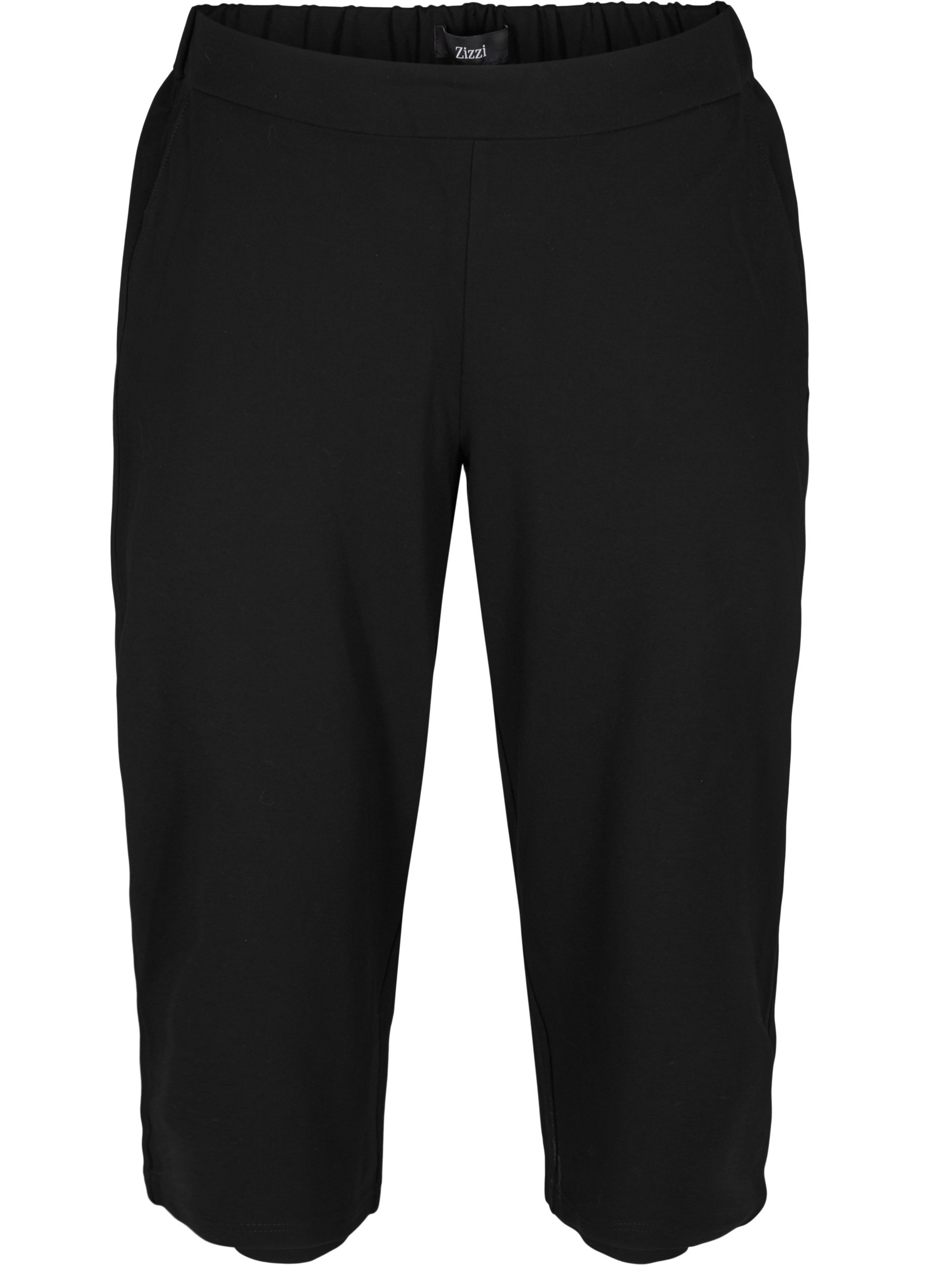 Ensfarvede culotte bukser med lommer, Black, Packshot image number 0