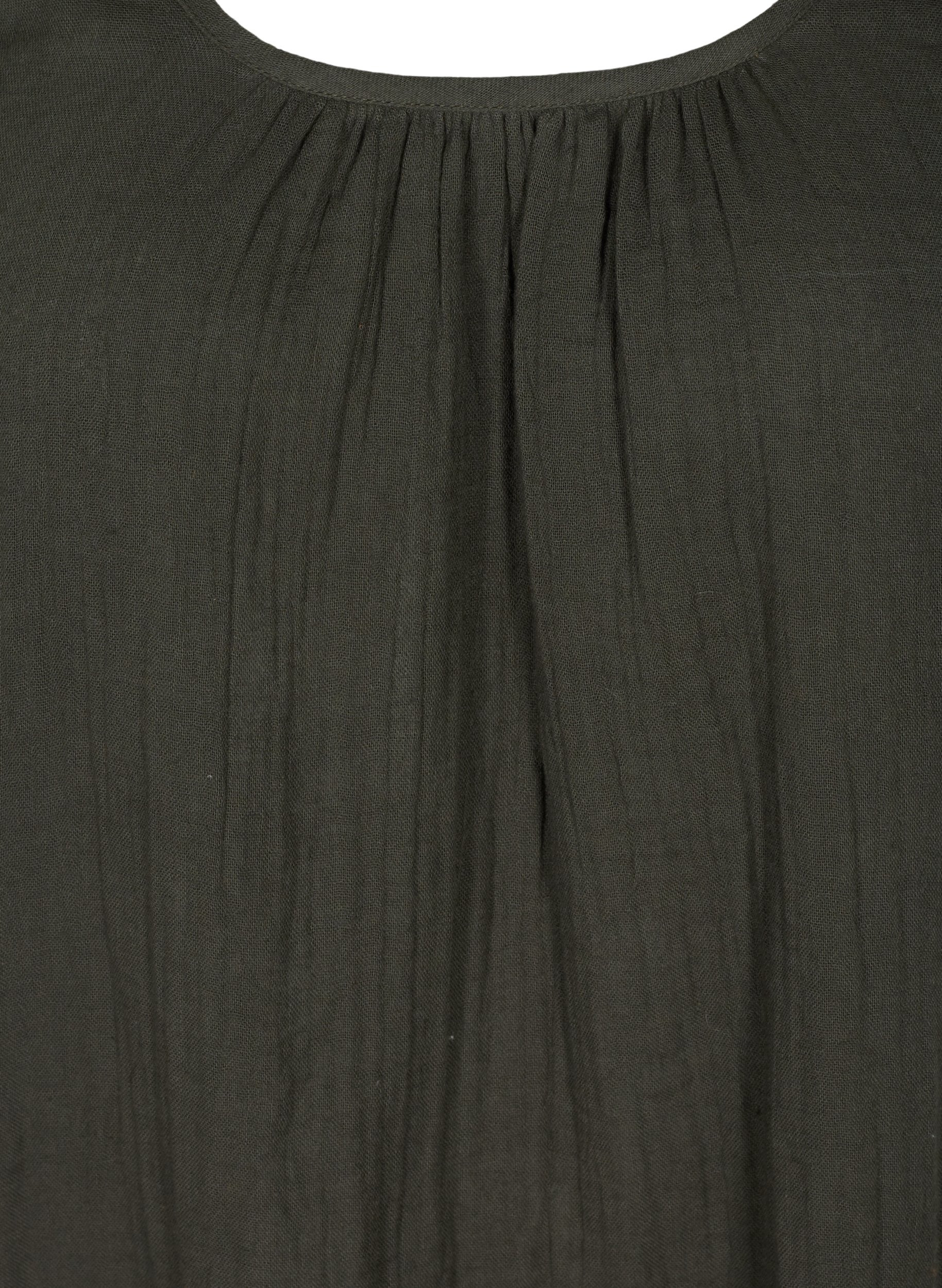 Ærmeløs bomulds kjole med a-form , Khaki As sample, Packshot image number 2