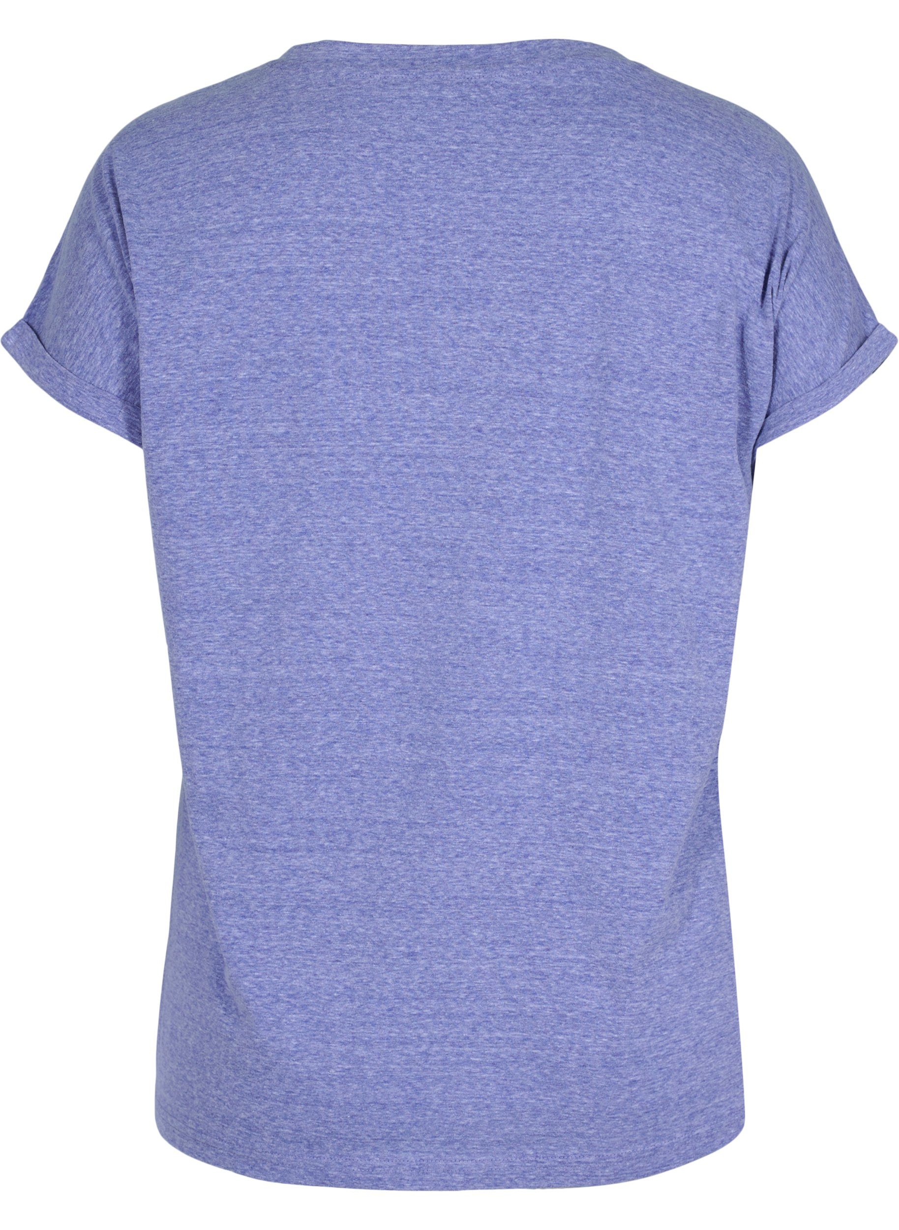 Meleret t-shirt i bomuld, Dazzling Blue Mel, Packshot image number 1