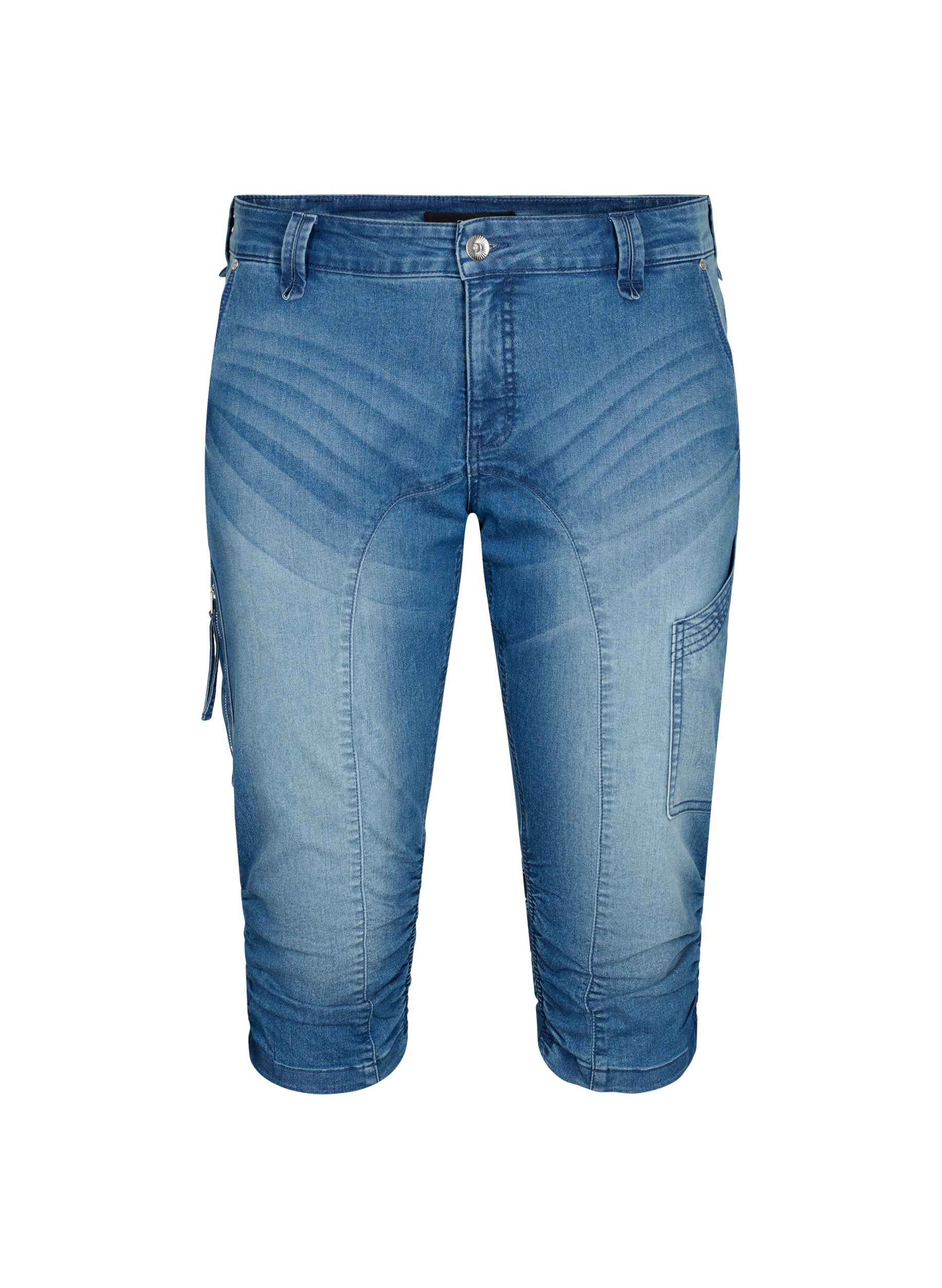 Slim fit capri jeans med lommer, Light blue denim, Packshot image number 0